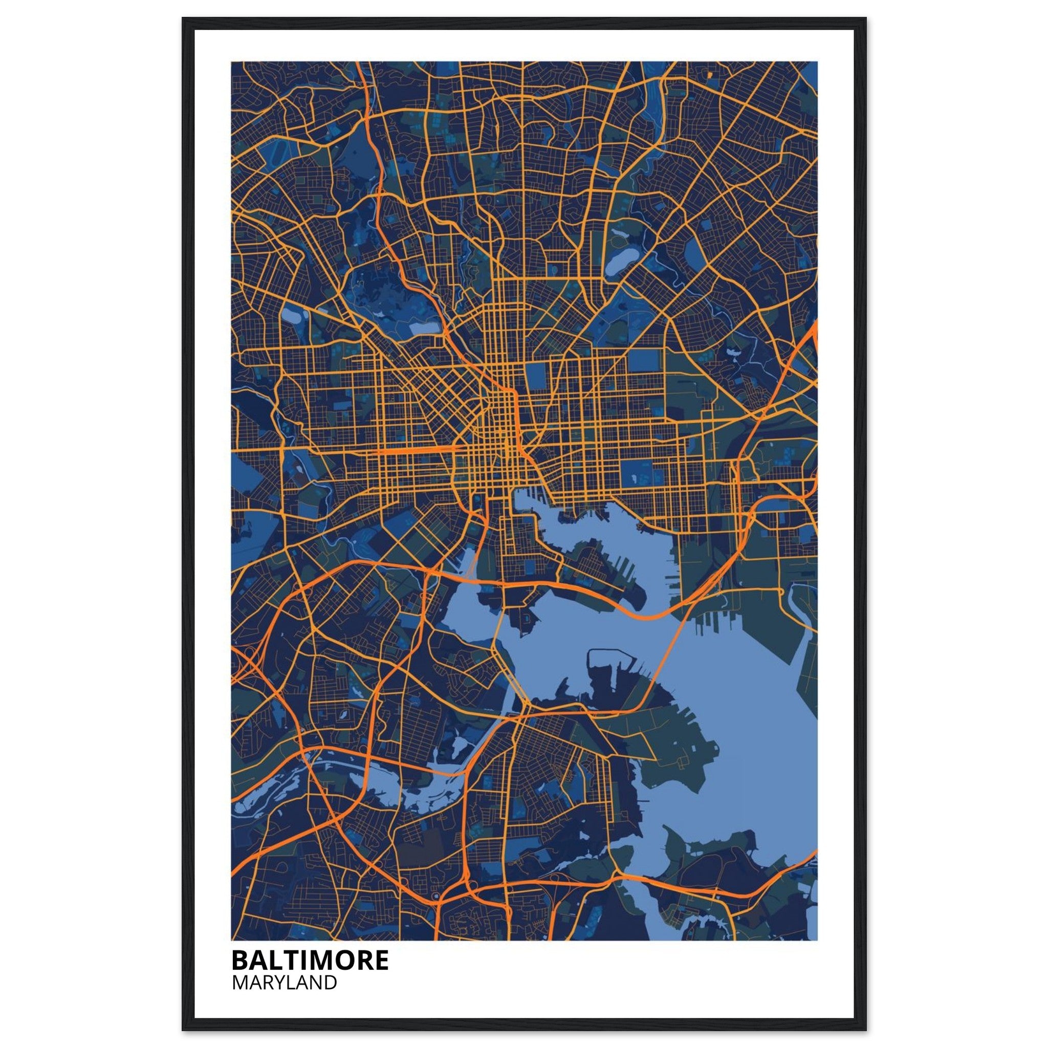 baltimore map poster print