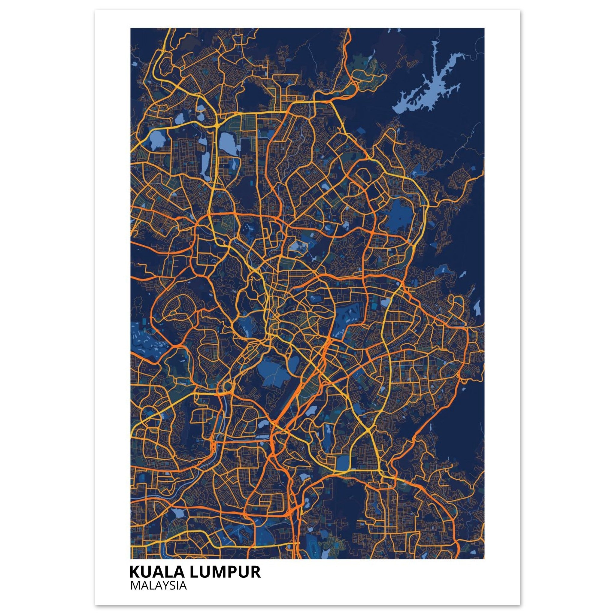 Kuala Lumpur Malaysia City Map Poster | Custom Map Art Print - Ink And Atlas