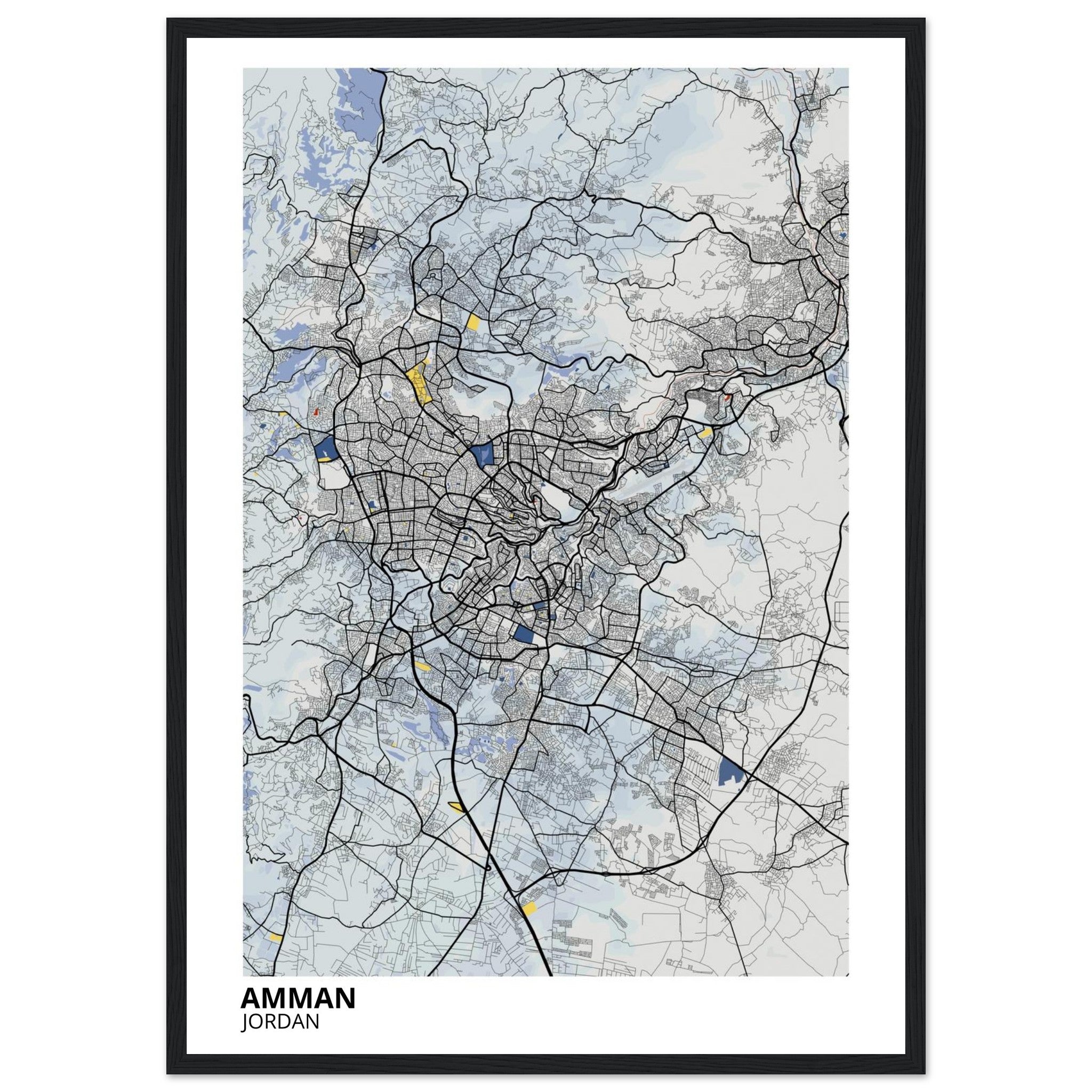 Amman Jordan City Map Poster | Custom Map Art Print - Ink And Atlas