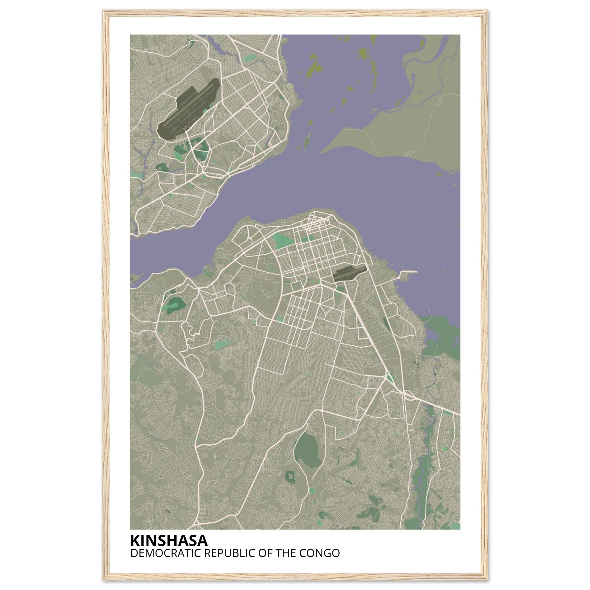 Kinshasa Congo City Map Poster | Custom Map Art Print - Ink And Atlas
