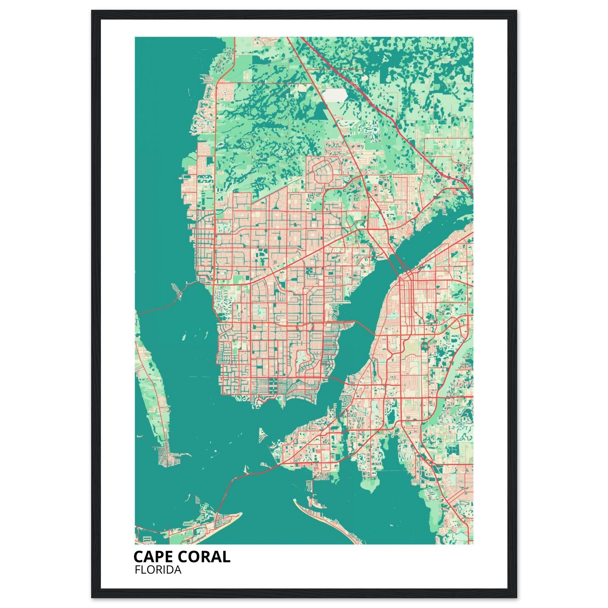 cape coral map poster print