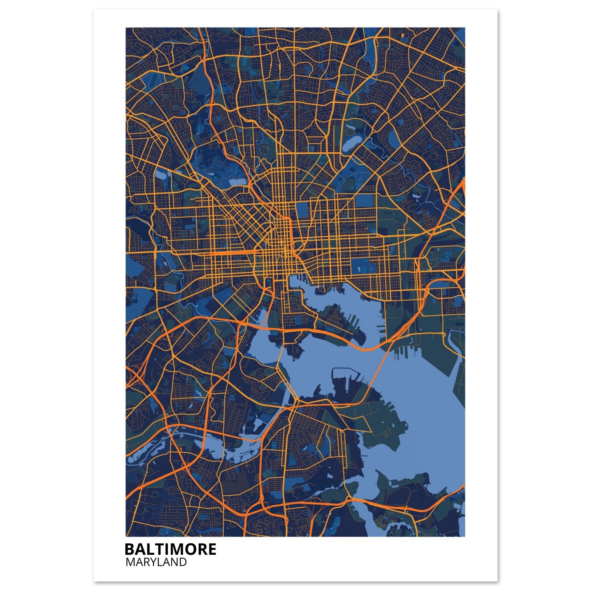 baltimore map poster print