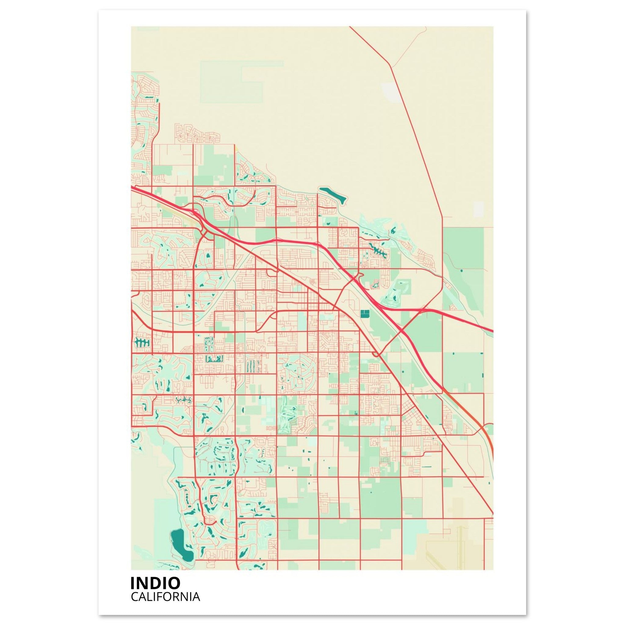 Indio California City Map Poster | Custom Map Art Print - Ink And Atlas