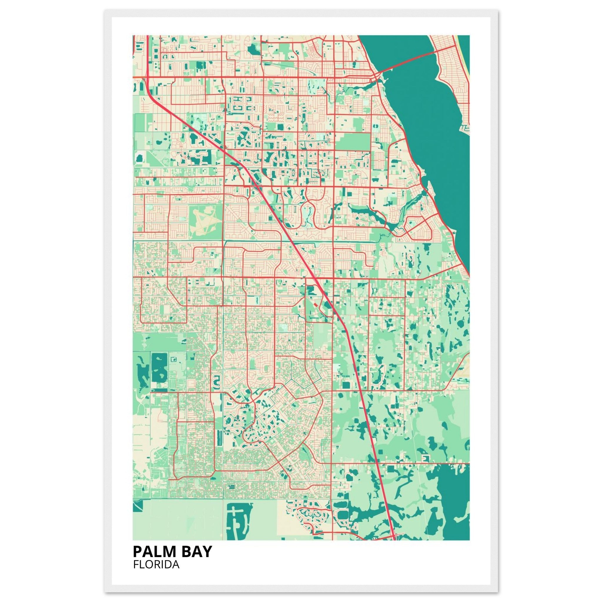 palm bay map poster print