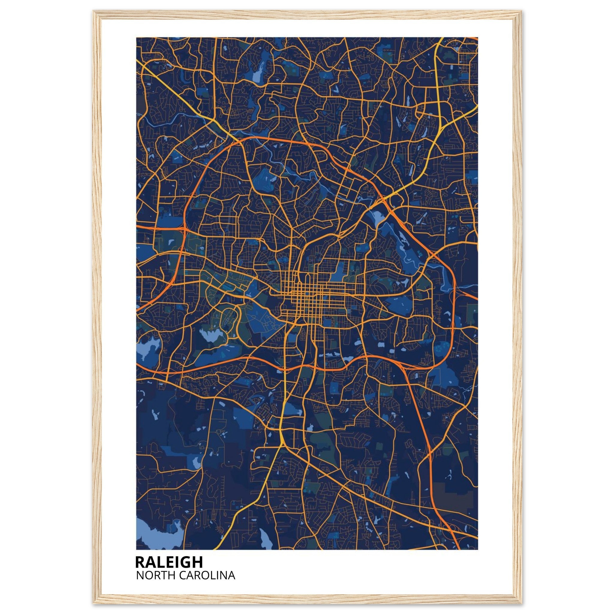 raleigh map poster print