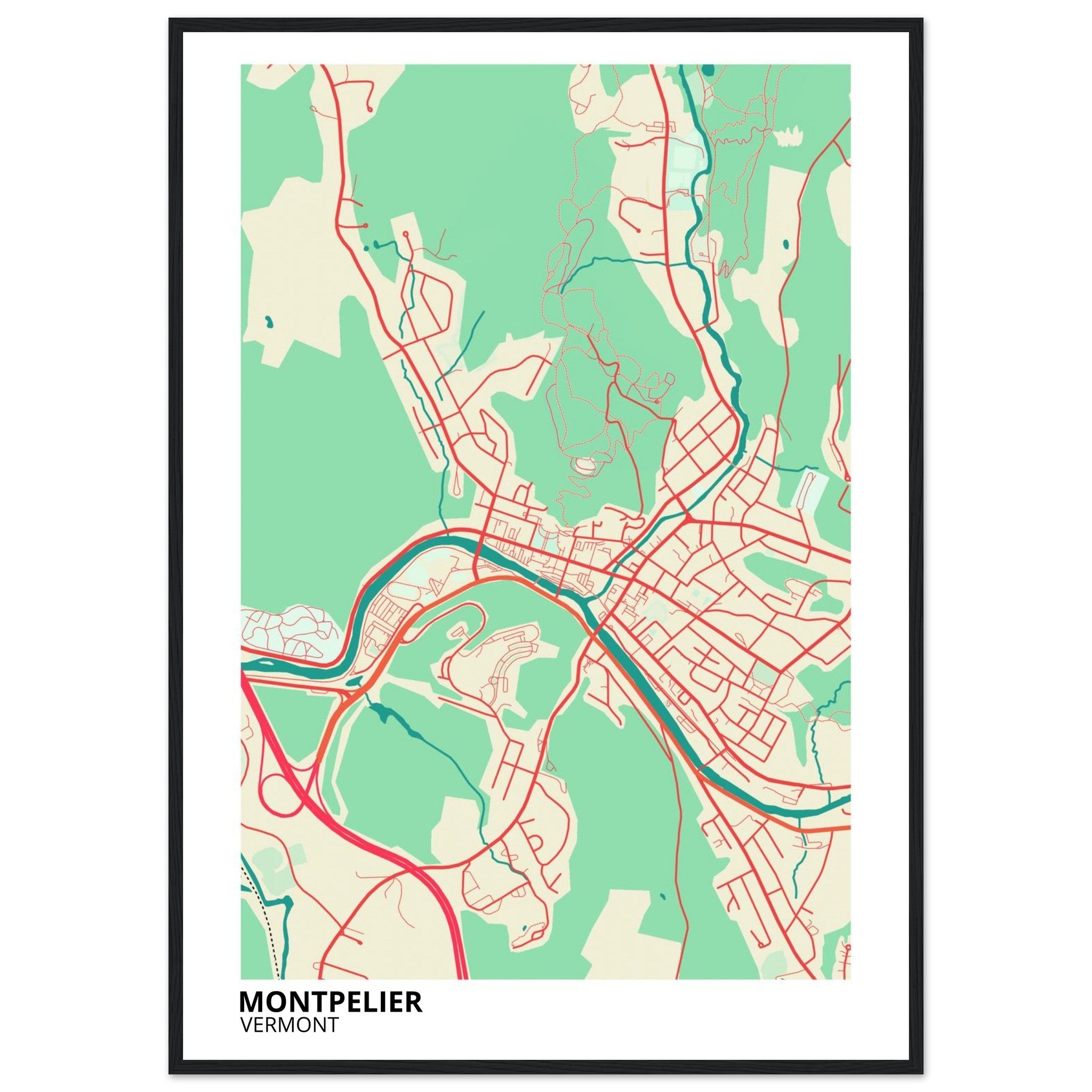 montpelier map poster print