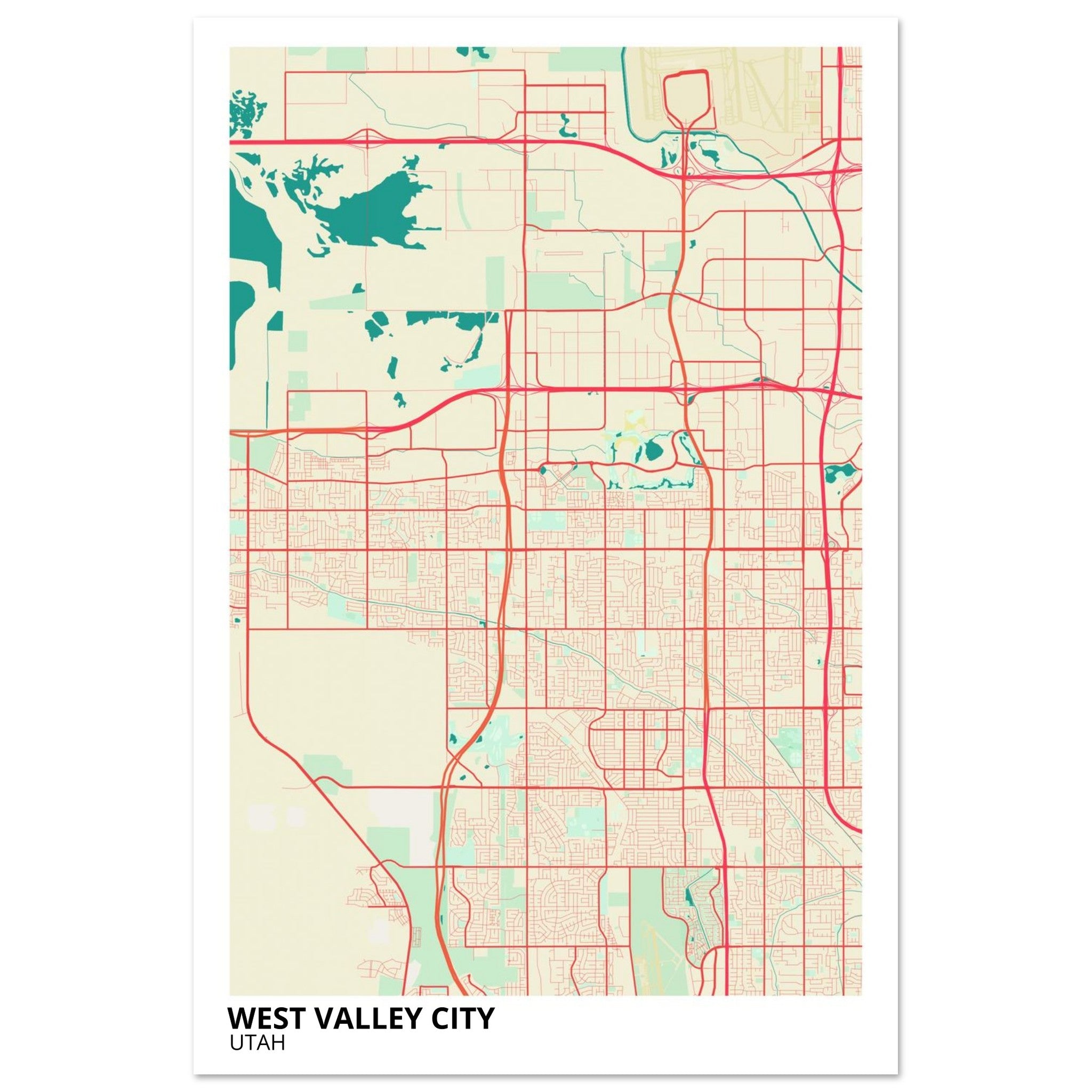 West Valley City Utah City Map Poster | Custom Map Art Print - Ink And Atlas