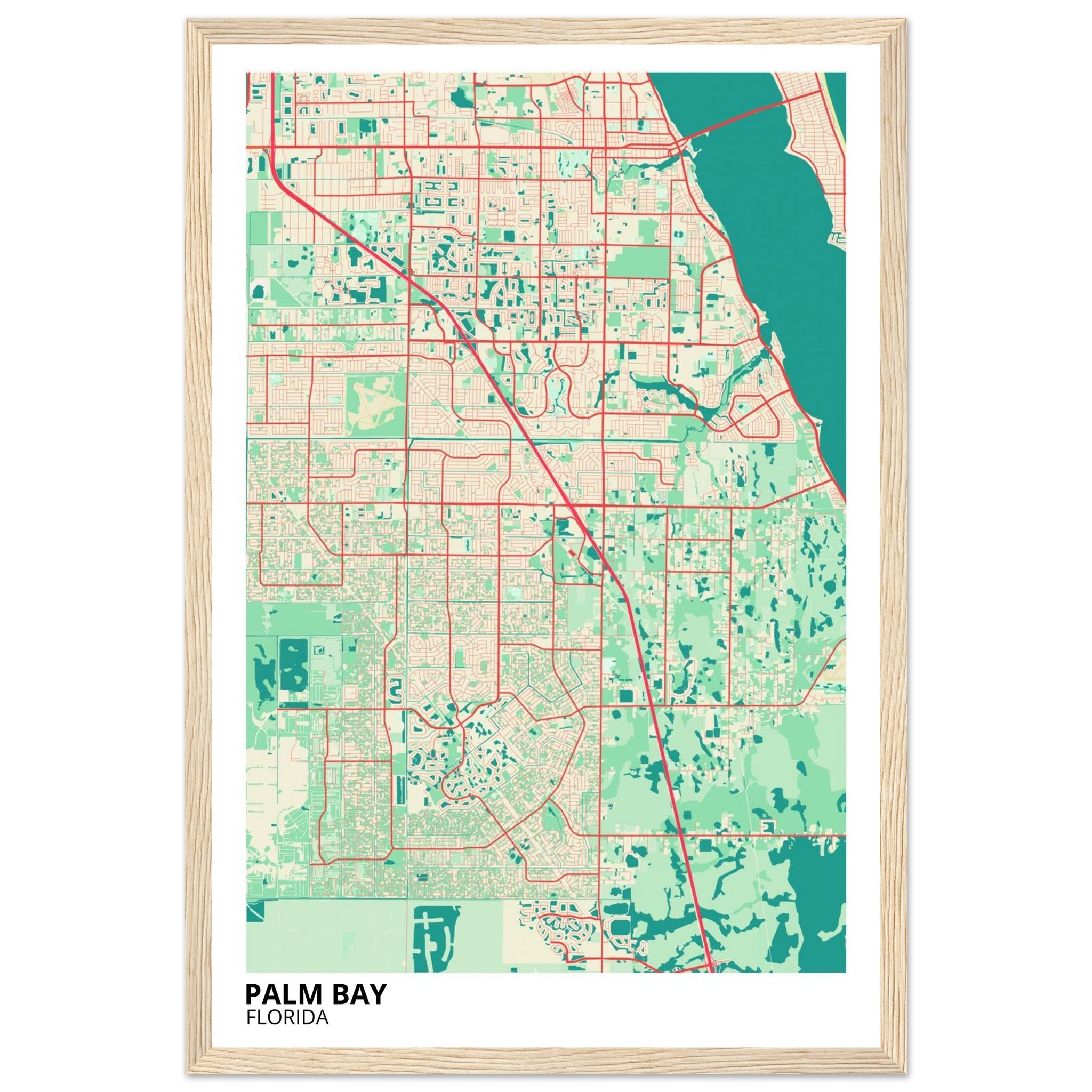 palm bay map poster print