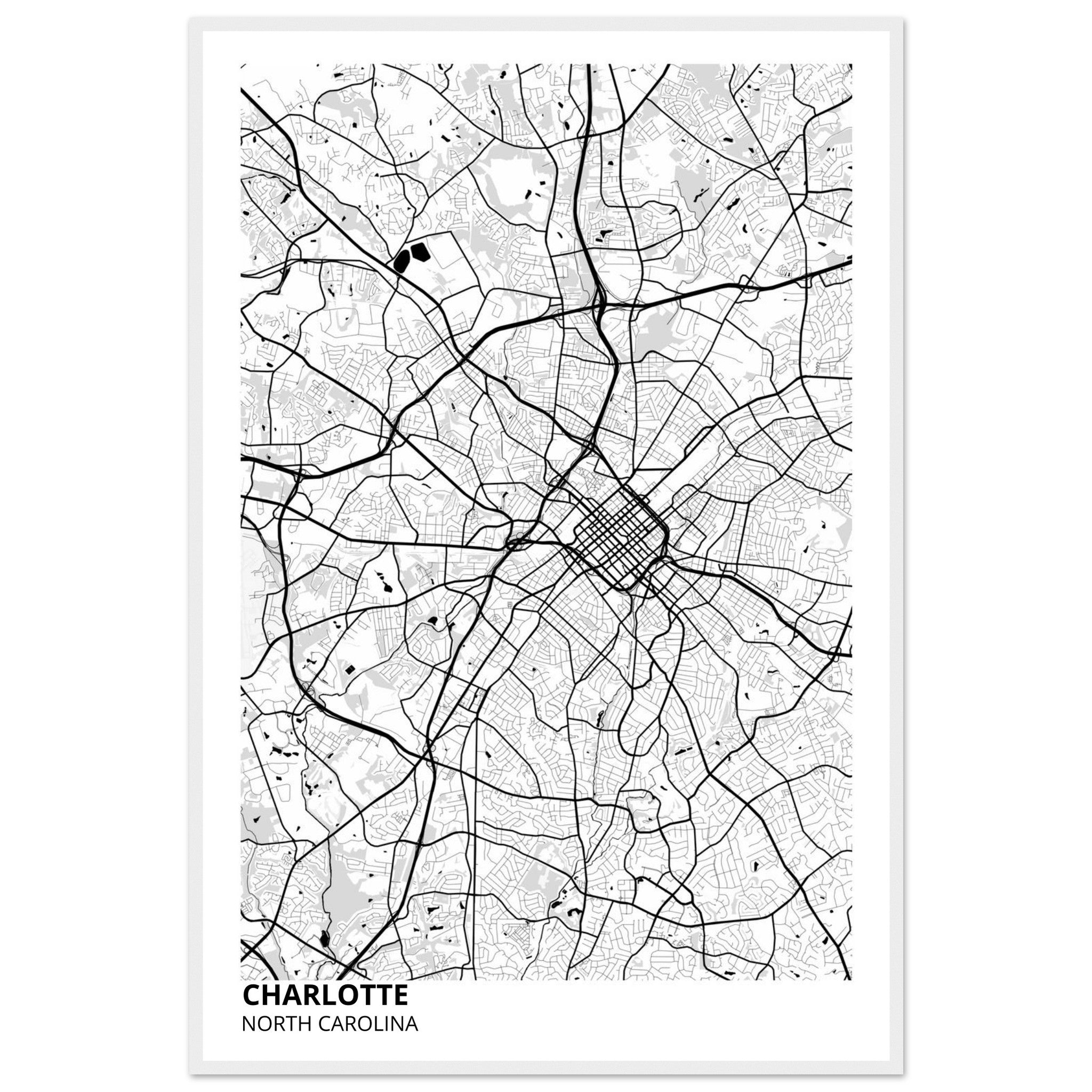 charlotte map poster print