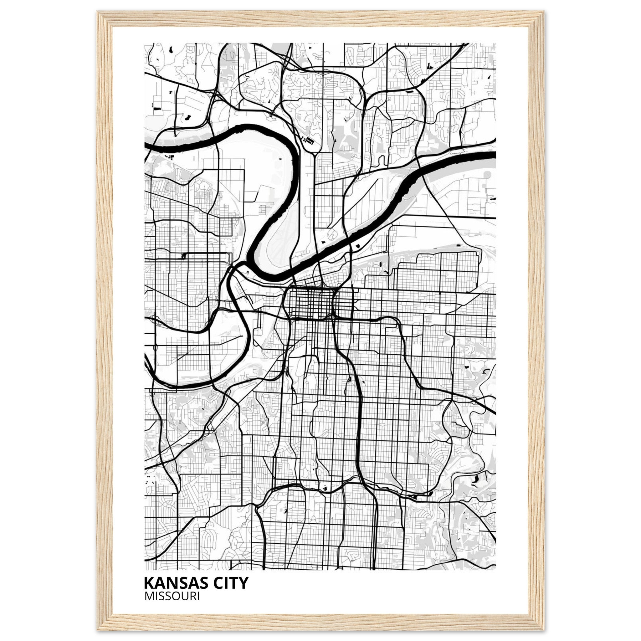 kansas city map poster print