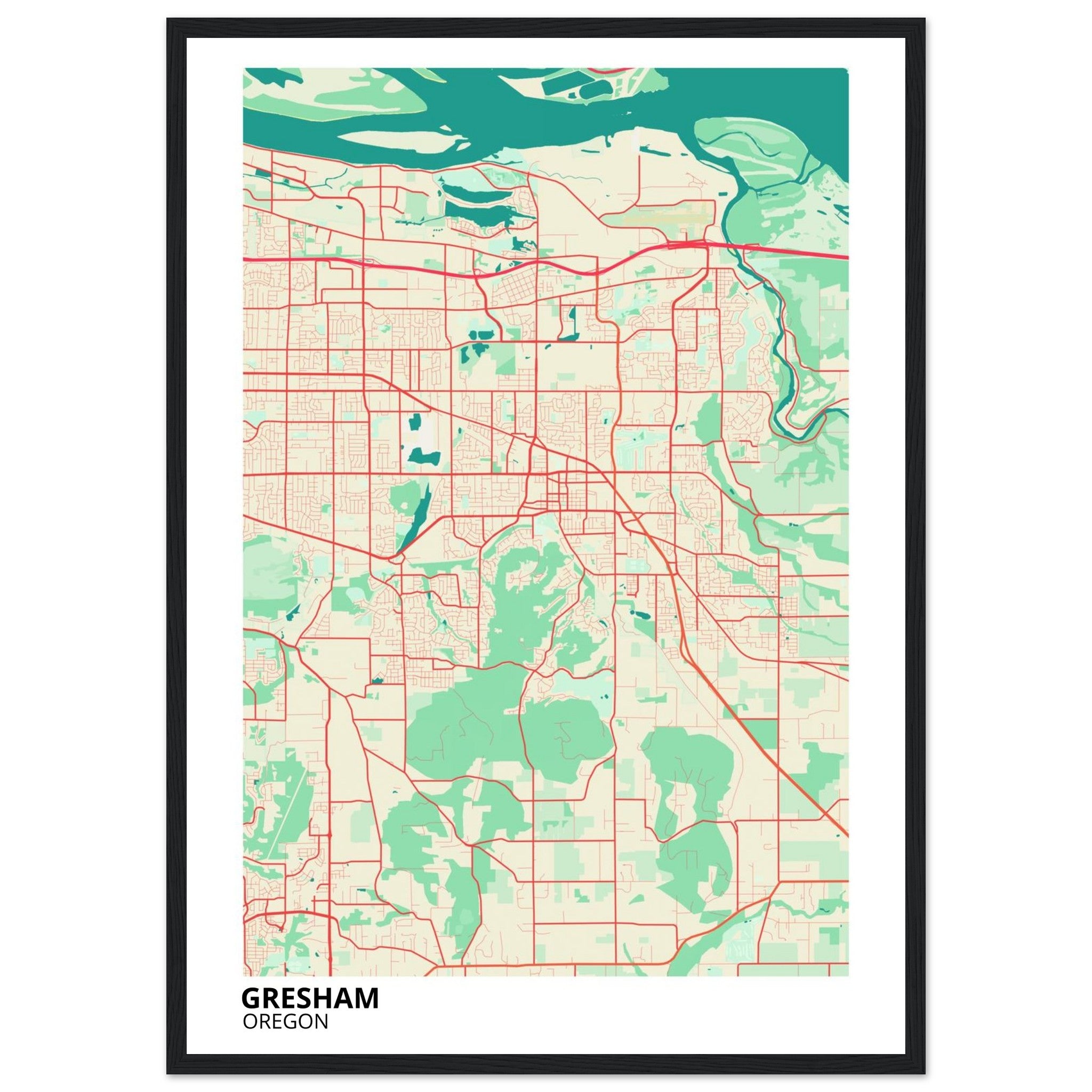 Gresham Oregon City Map Poster | Custom Map Art Print - Ink And Atlas