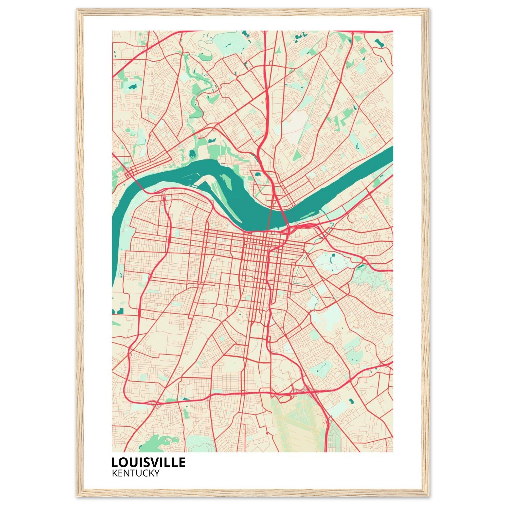 louisville map poster print