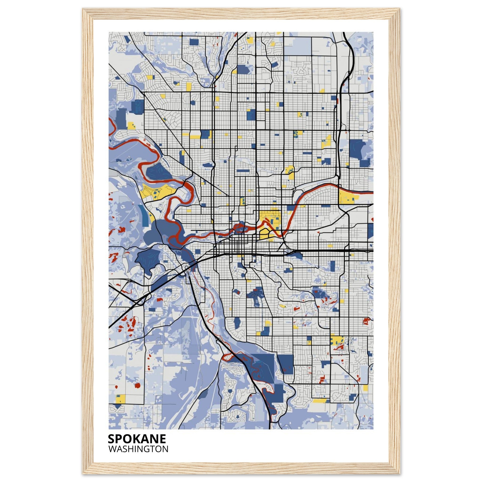 spokane map poster print