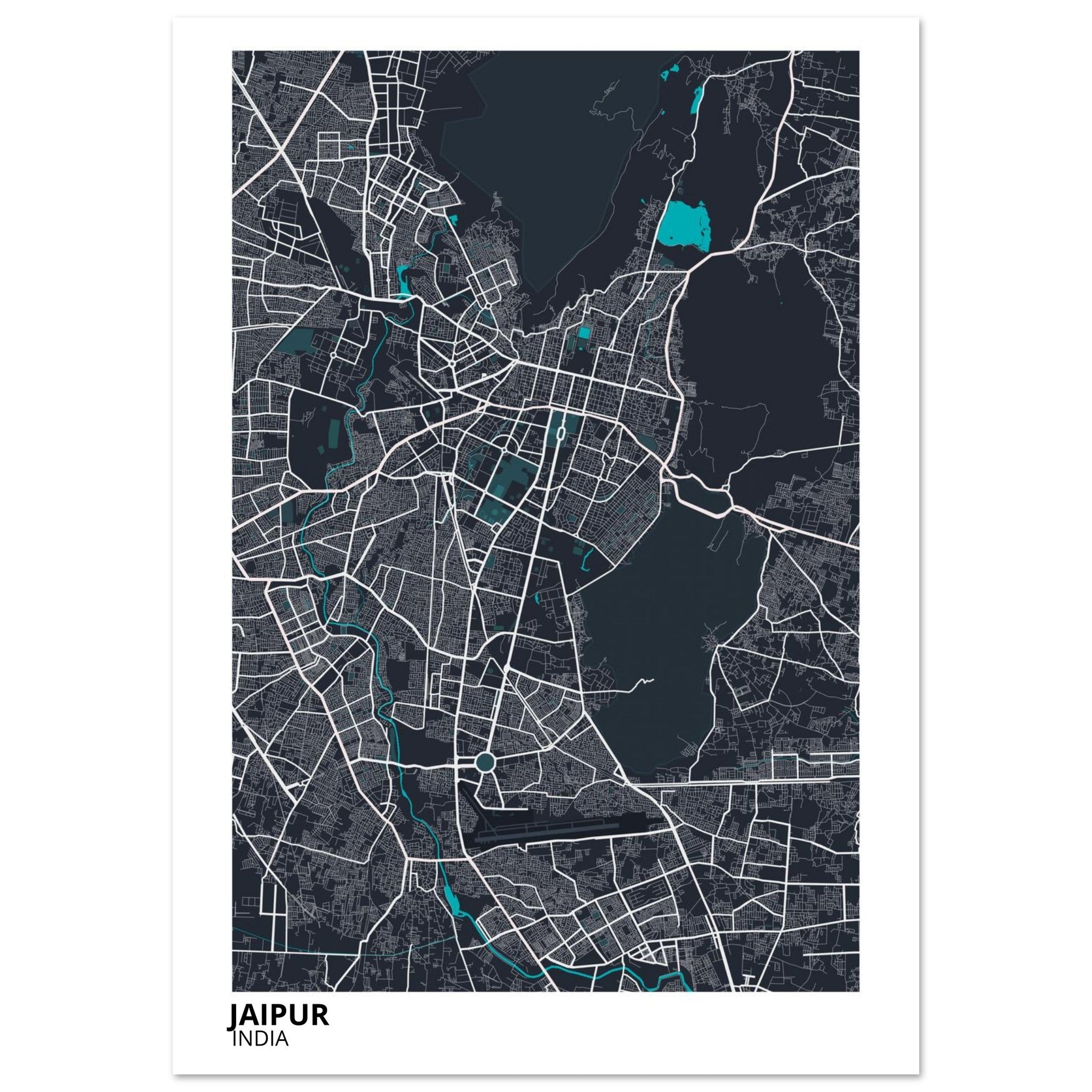 Jaipur India City Map Poster | Custom Map Art Print - Ink And Atlas