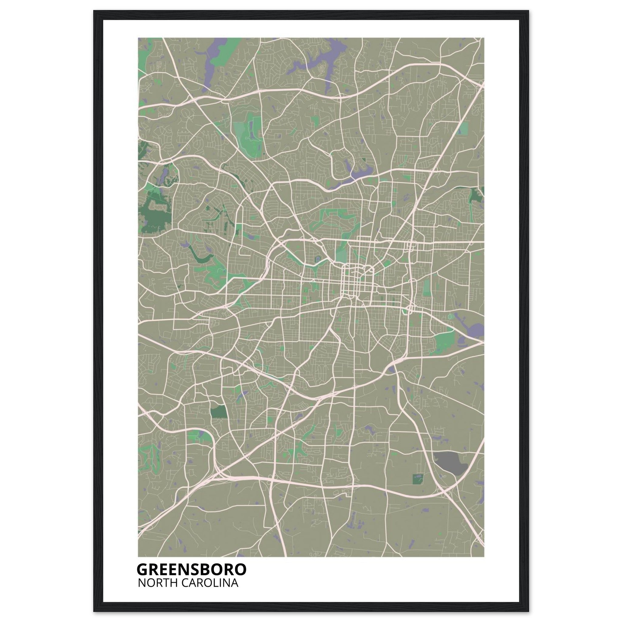 Greensboro North Carolina City Map Poster | Custom Map Art Print - Ink And Atlas