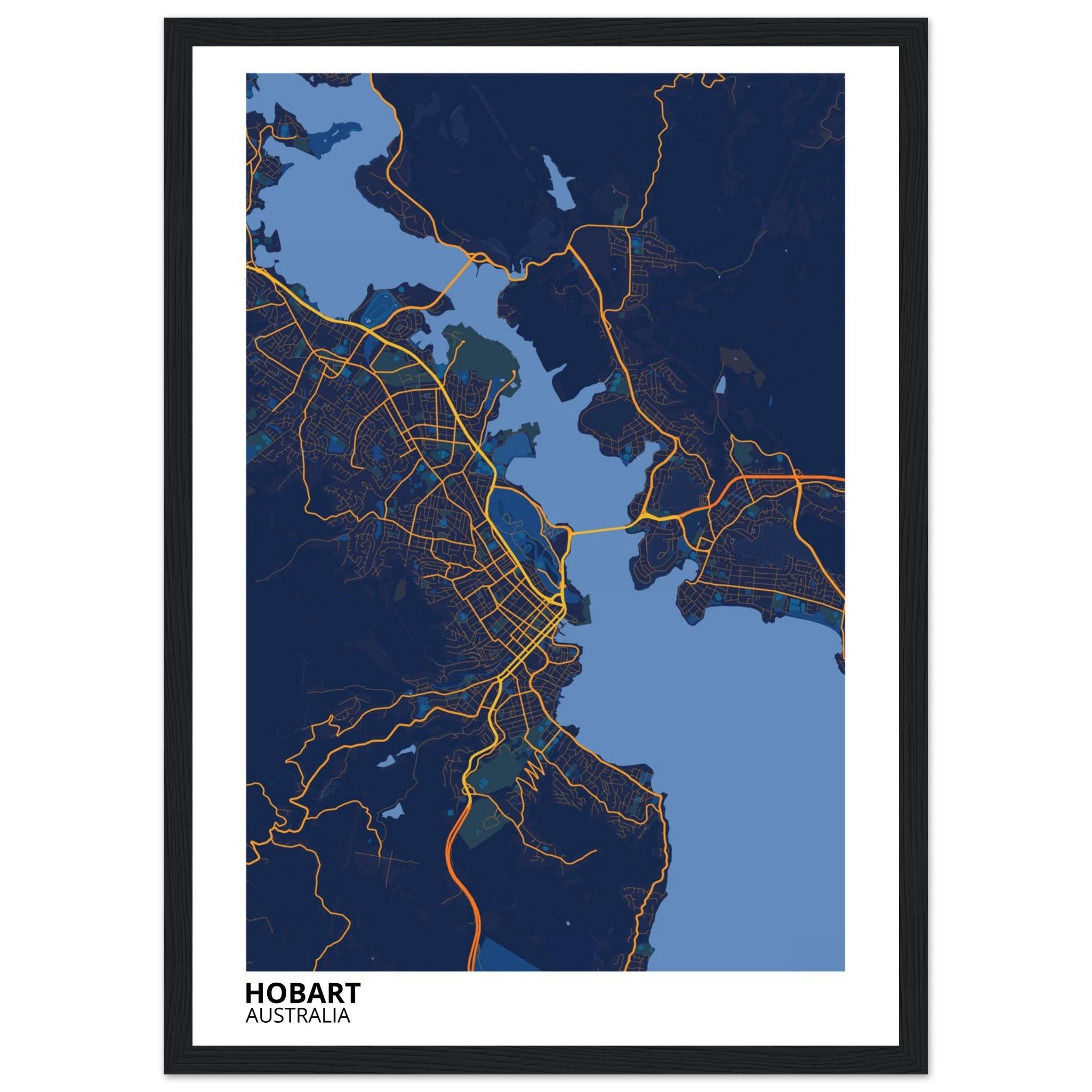 Hobart Australia City Map Poster | Custom Map Art Print - Ink And Atlas