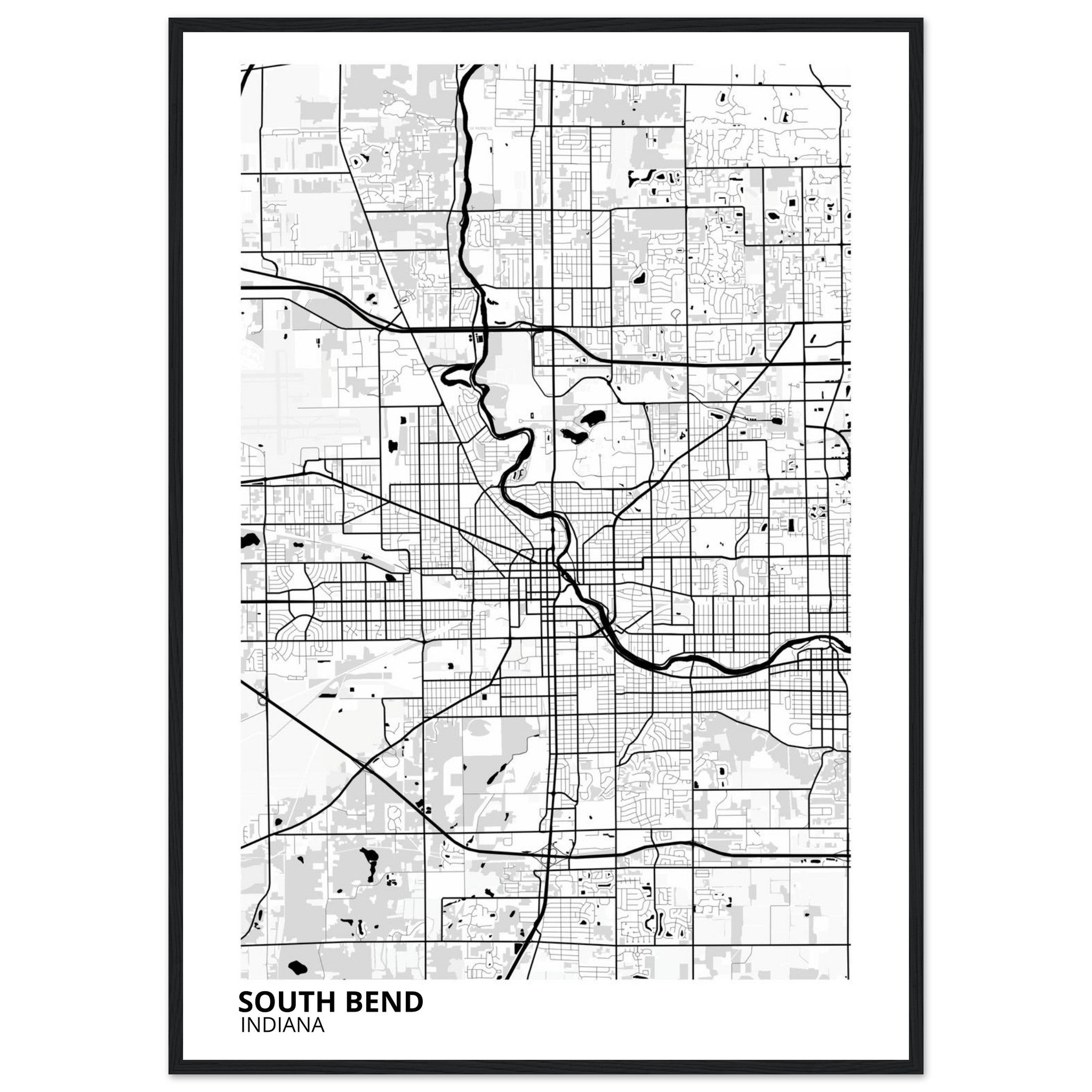 South Bend Indiana City Map Poster | Custom Map Art Print - Ink And Atlas