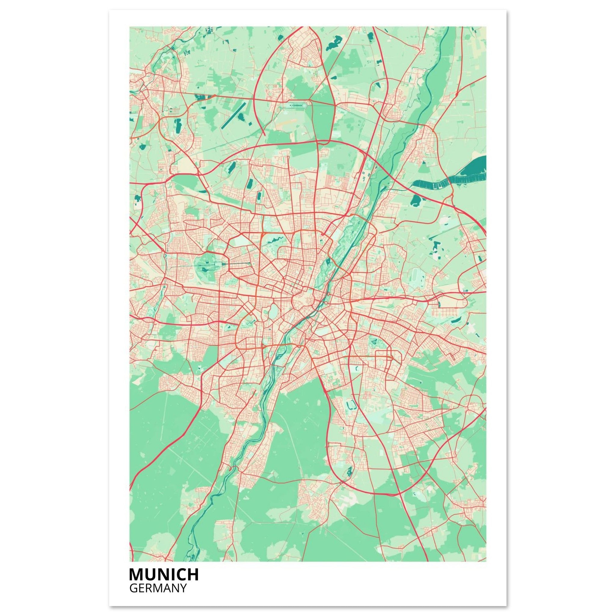 Munich Germany City Map Poster | Custom Map Art Print - Ink And Atlas