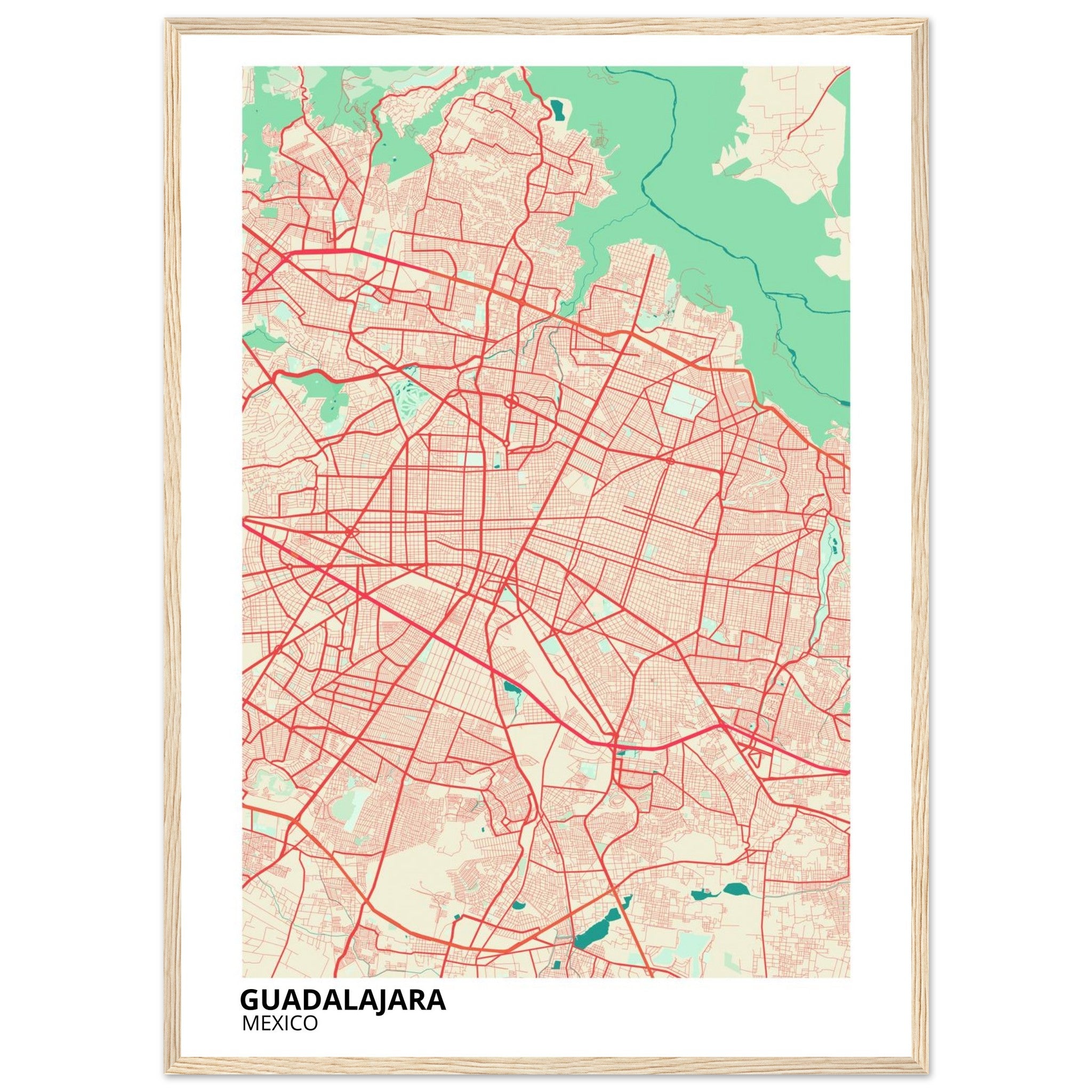 Guadalajara Mexico City Map Poster | Custom Map Art Print - Ink And Atlas
