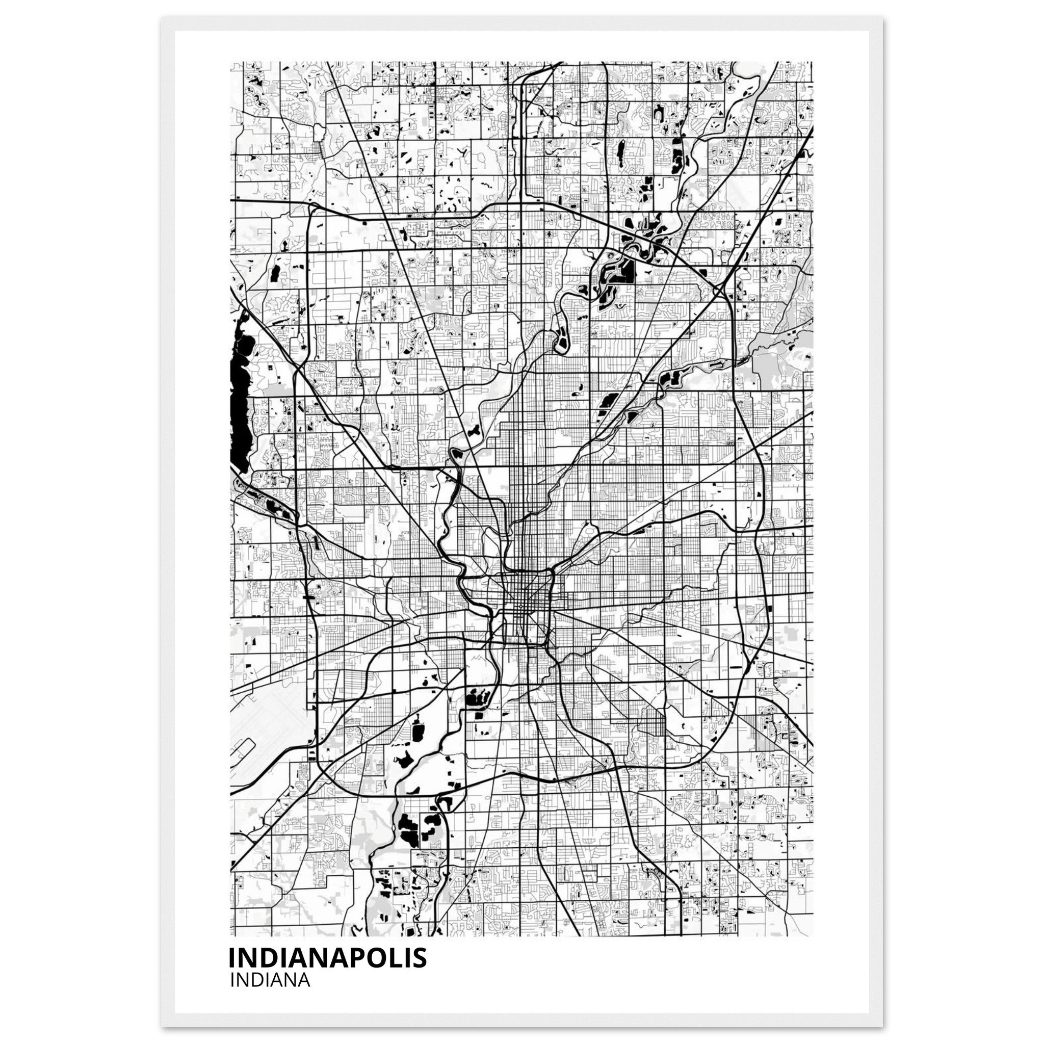 indianapolis map poster print
