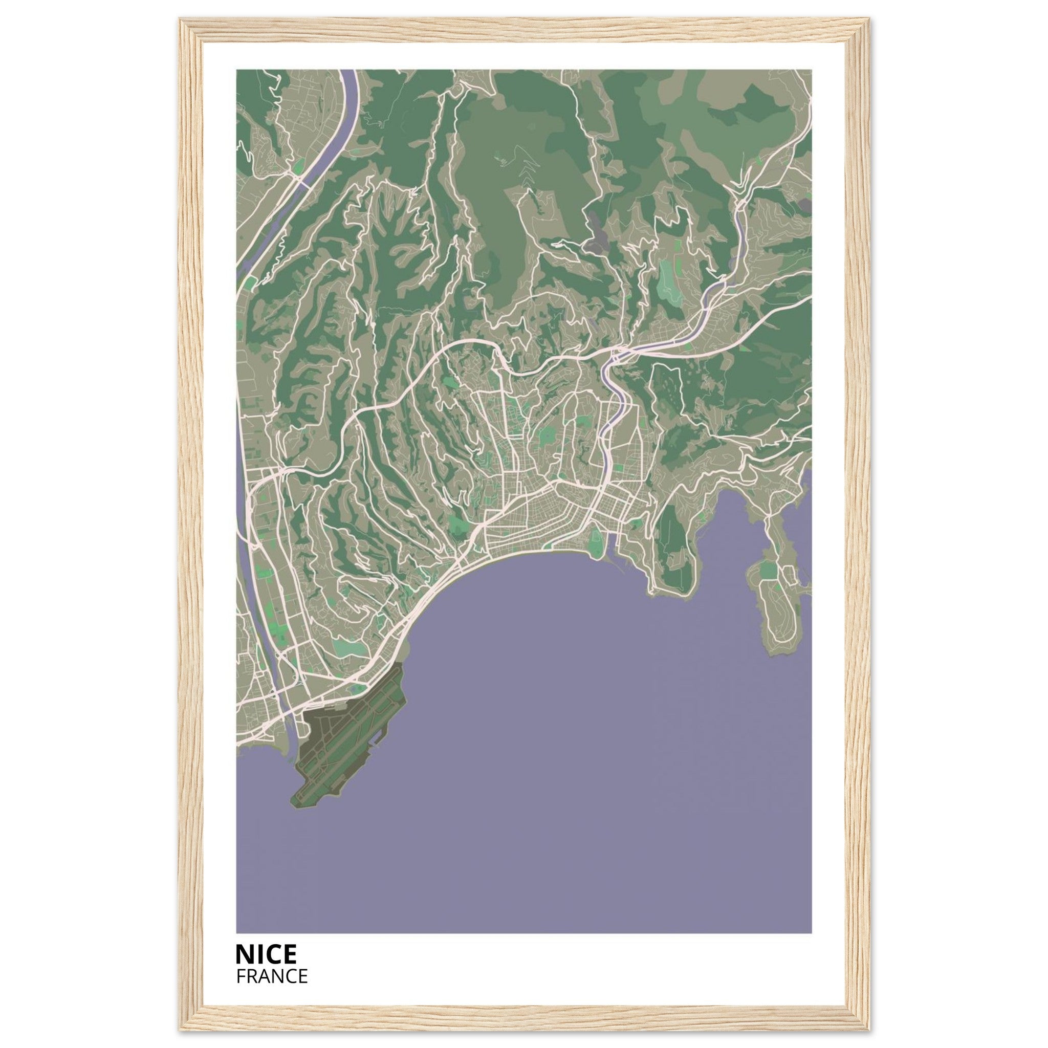 Nice France City Map Poster | Custom Map Art Print - Ink And Atlas