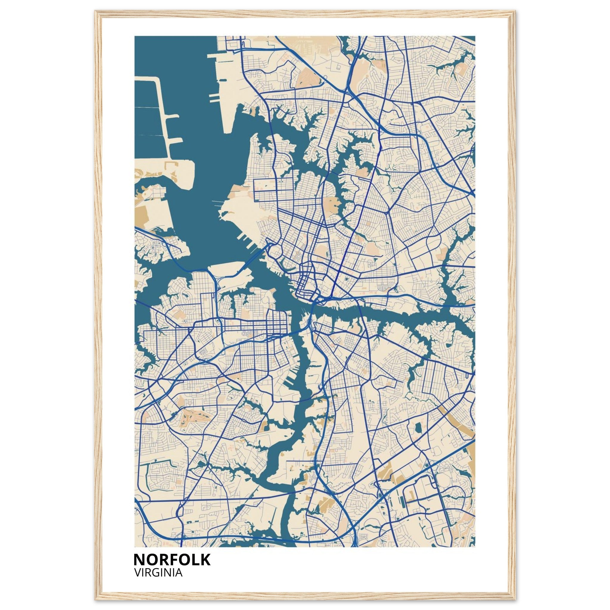 Norfolk Virginia City Map Poster | Custom Map Art Print - Ink And Atlas
