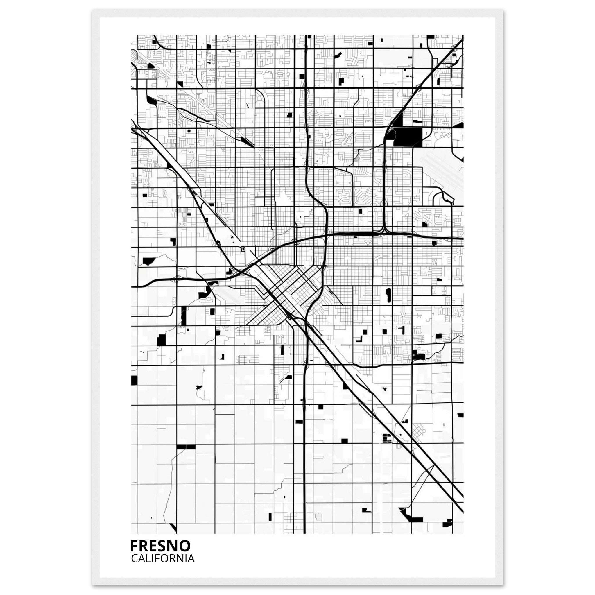 fresno map poster print