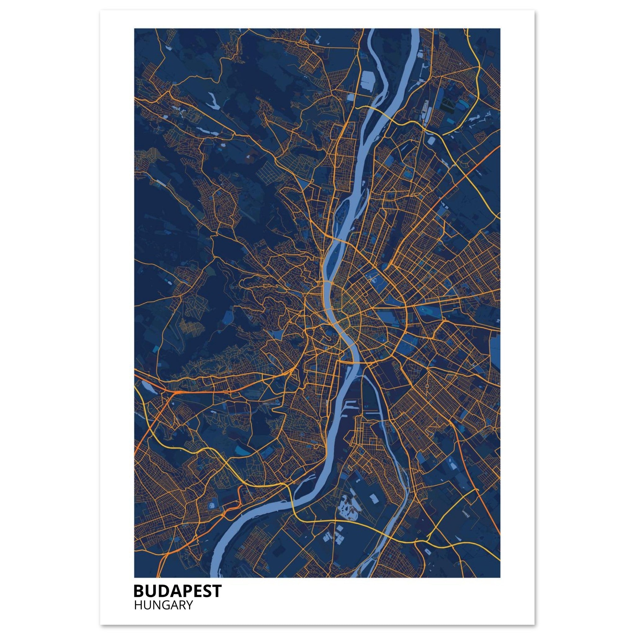 Budapest Hungary City Map Poster | Custom Map Art Print - Ink And Atlas