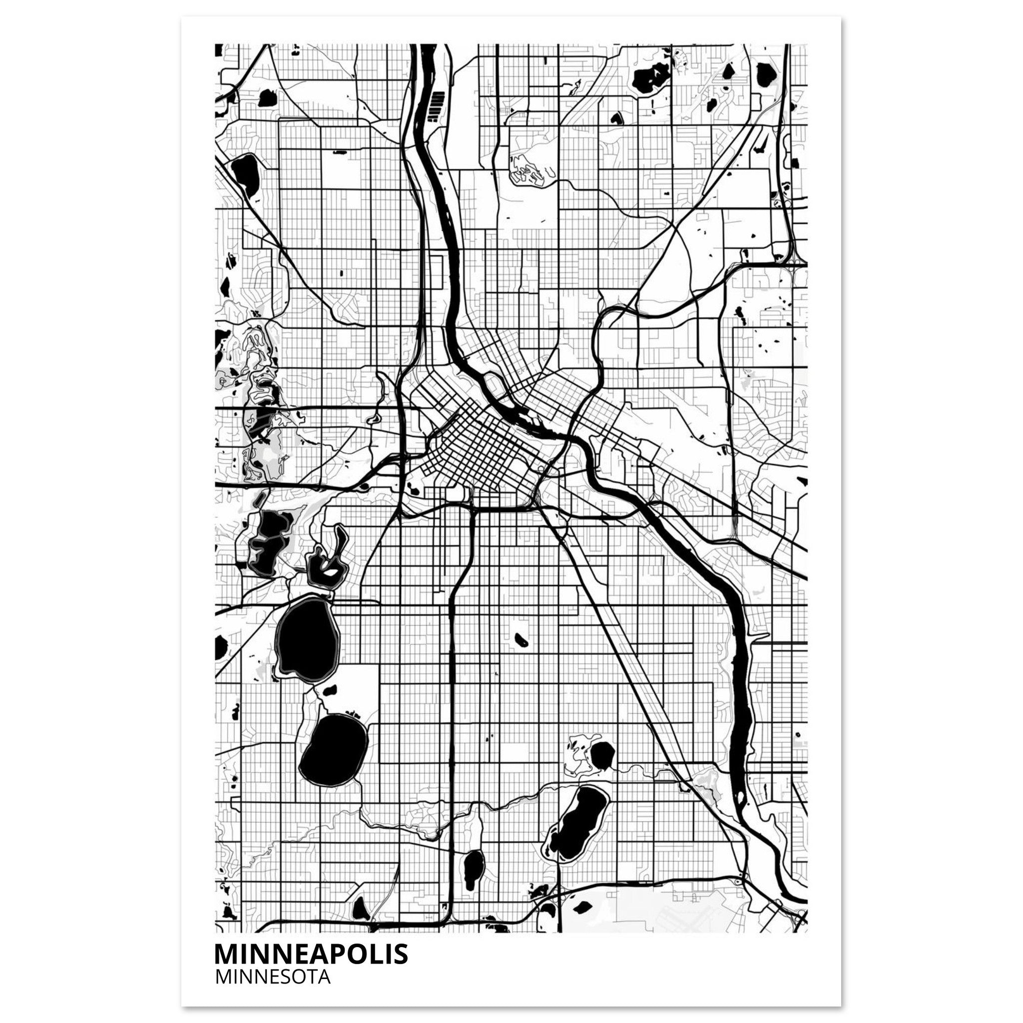 minneapolis map poster print