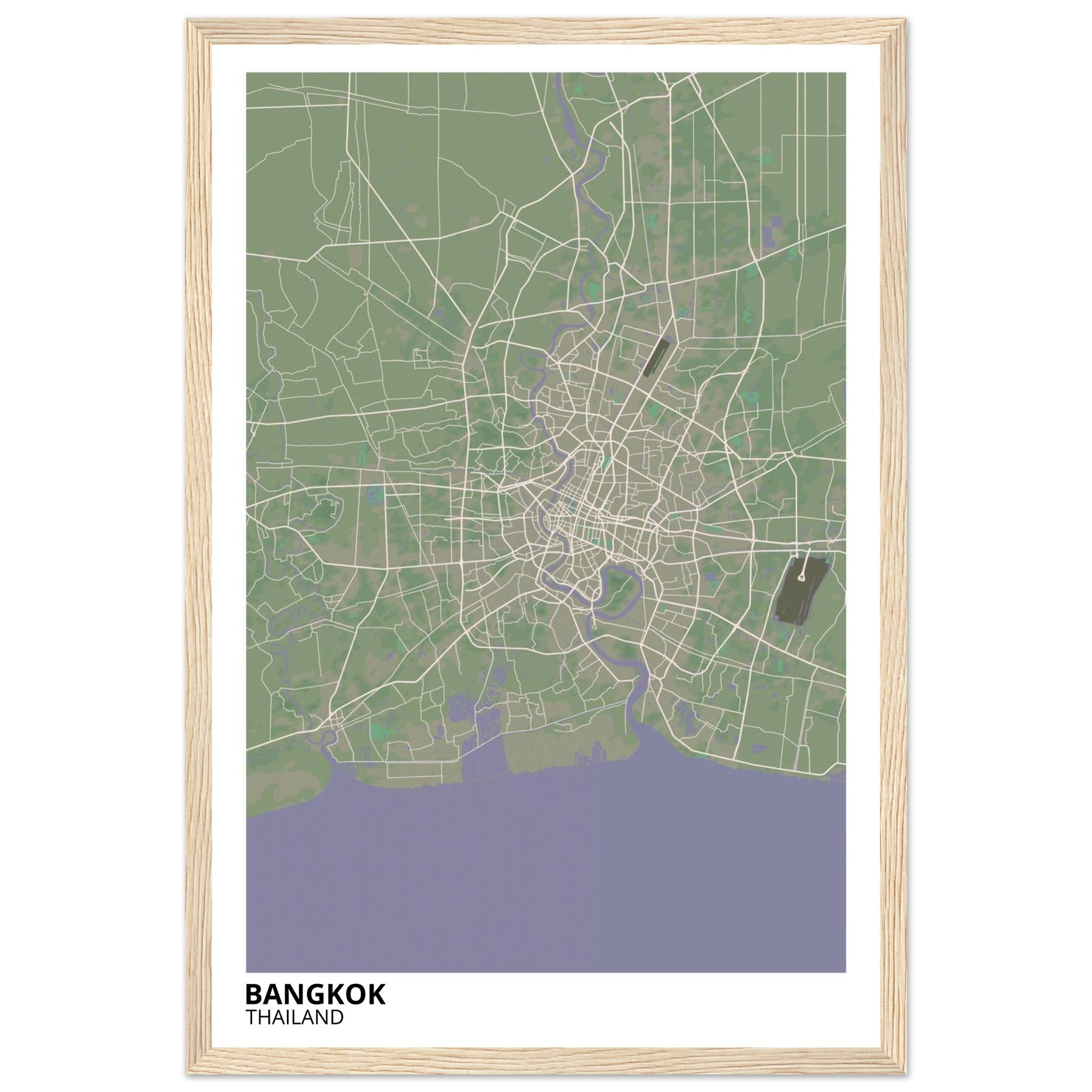 bangkok thailand map poster print