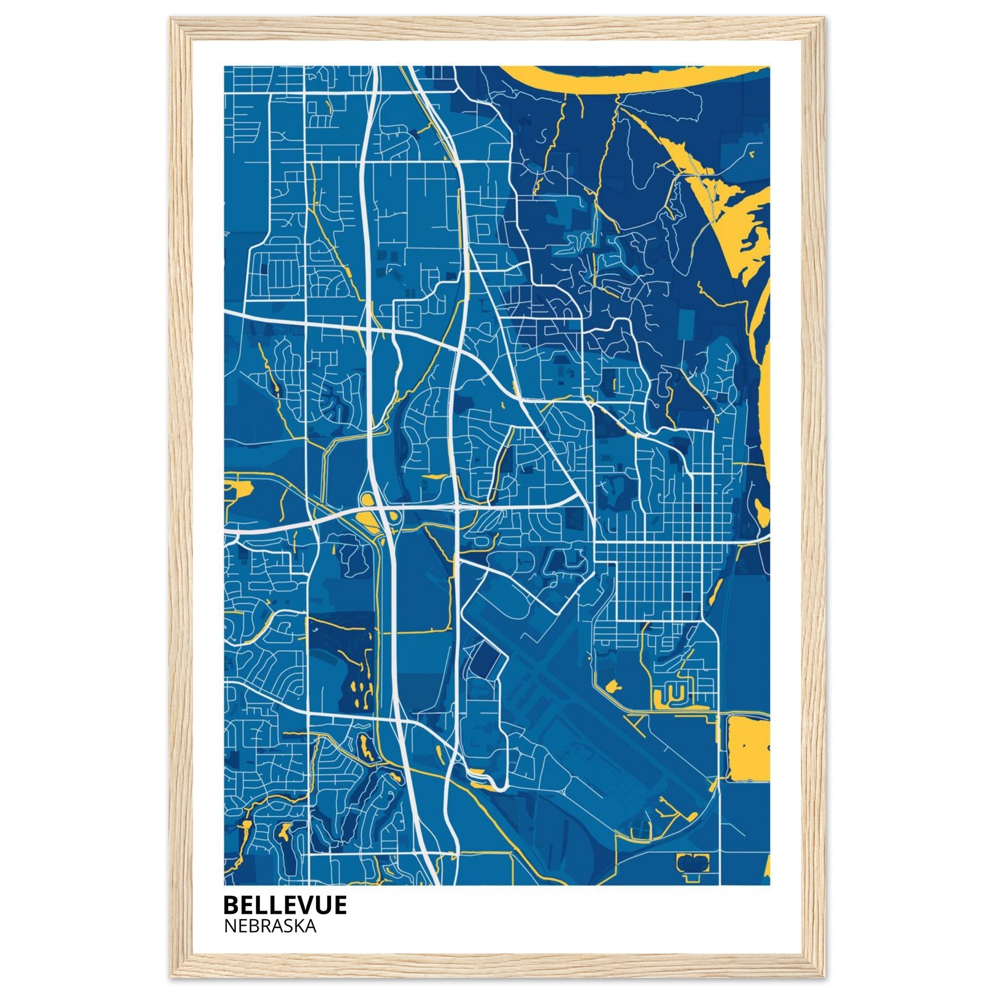 Bellevue Nebraska City Map Poster | Custom Map Art Print - Ink And Atlas