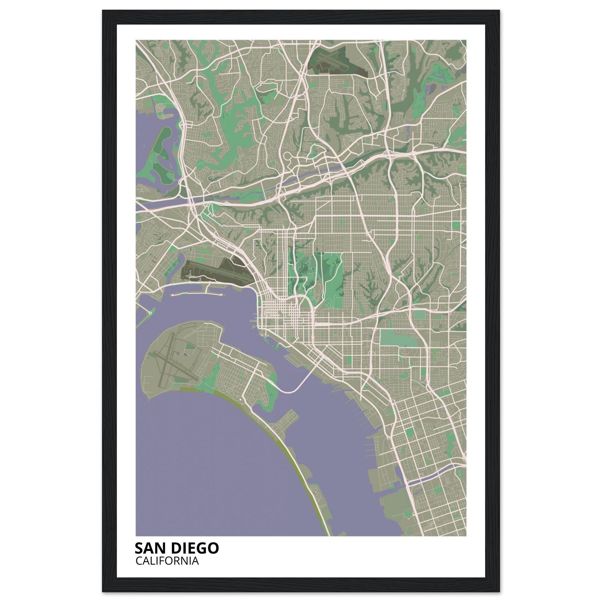 san diego map poster print