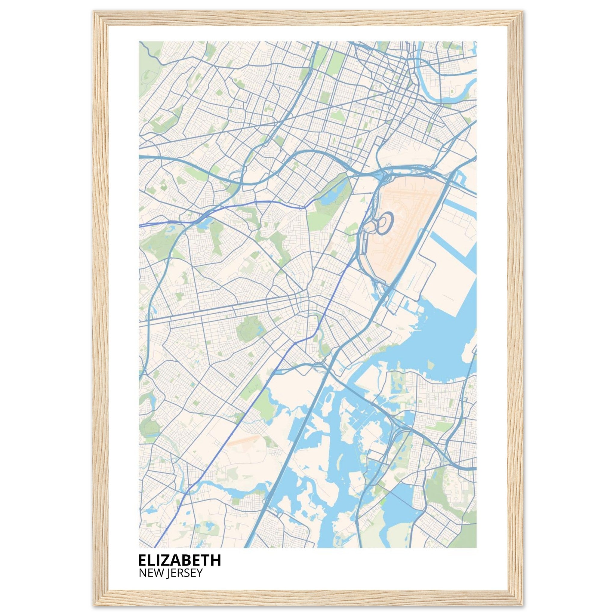 Elizabeth New Jersey City Map Poster | Custom Map Art Print - Ink And Atlas
