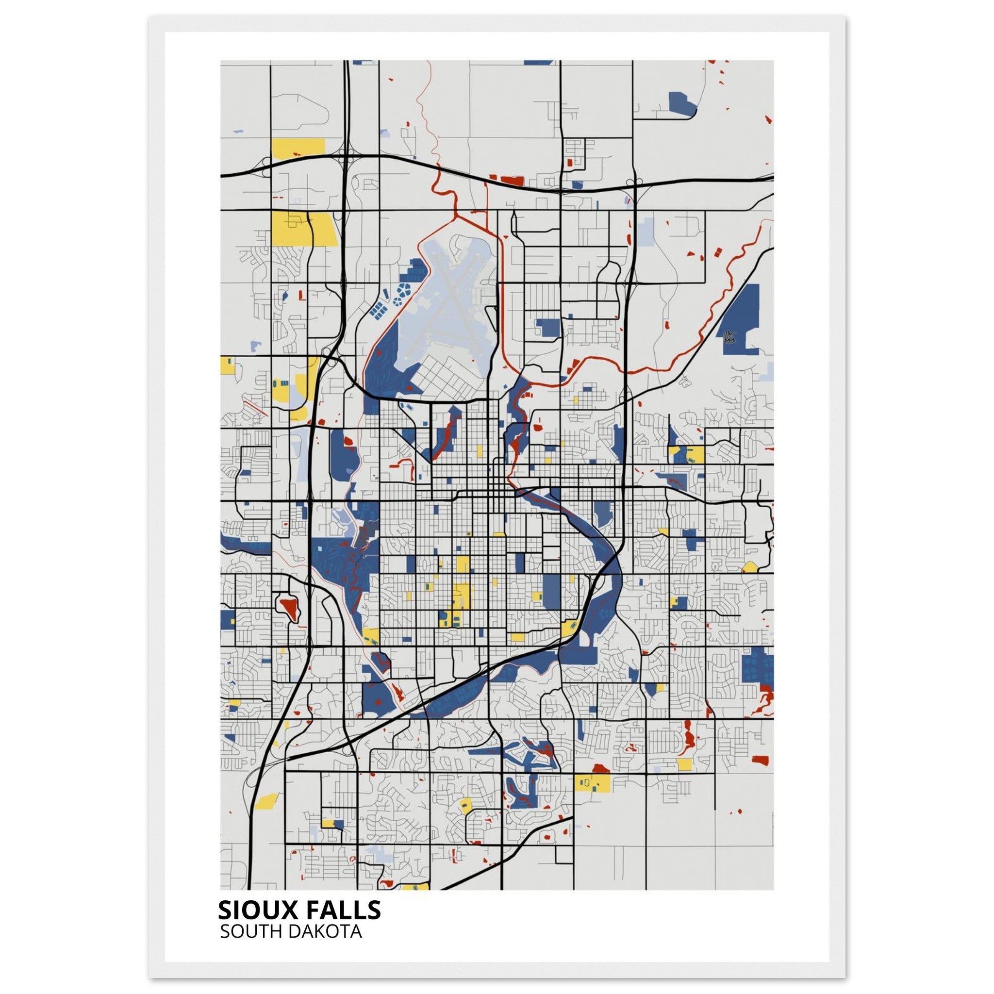 Sioux Falls South Dakota City Map Poster | Custom Map Art Print - Ink And Atlas