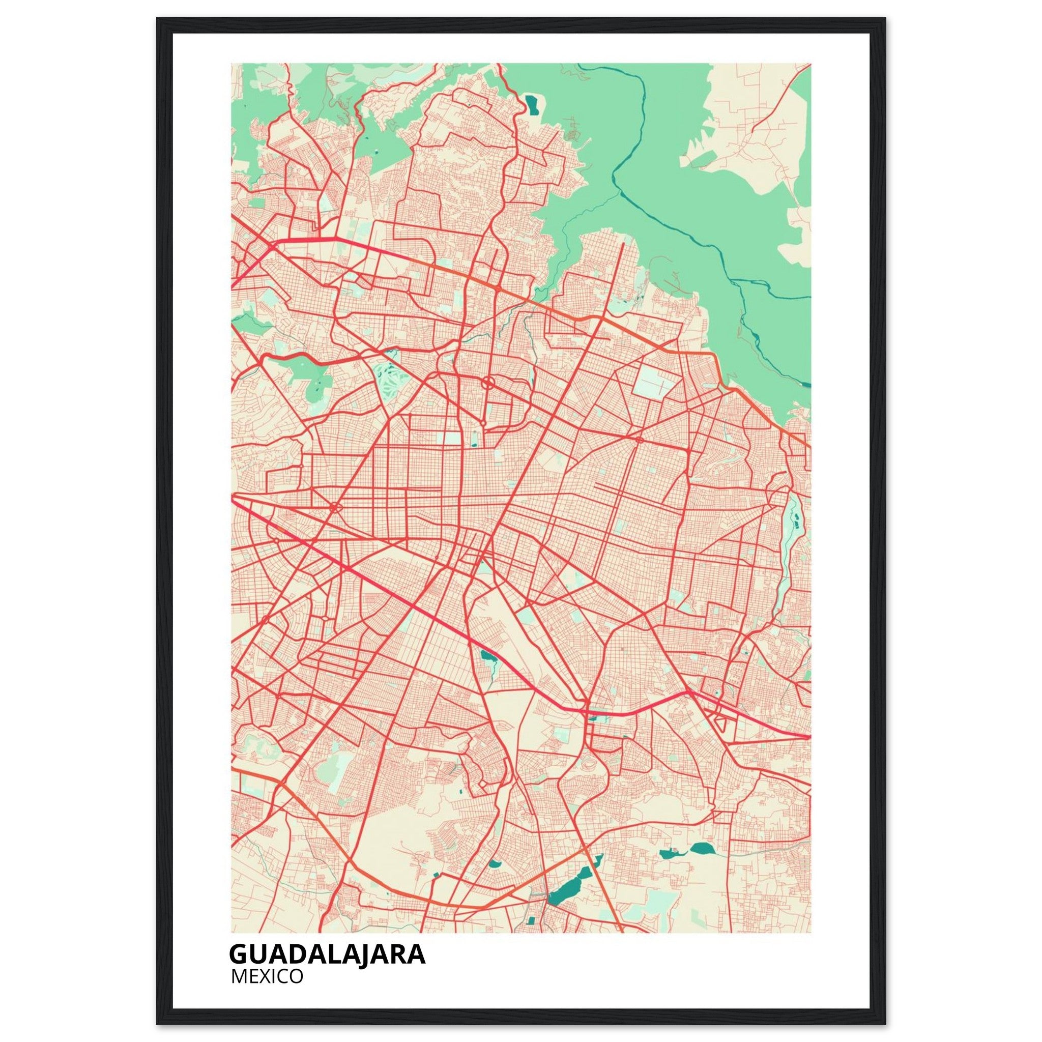 Guadalajara Mexico City Map Poster | Custom Map Art Print - Ink And Atlas