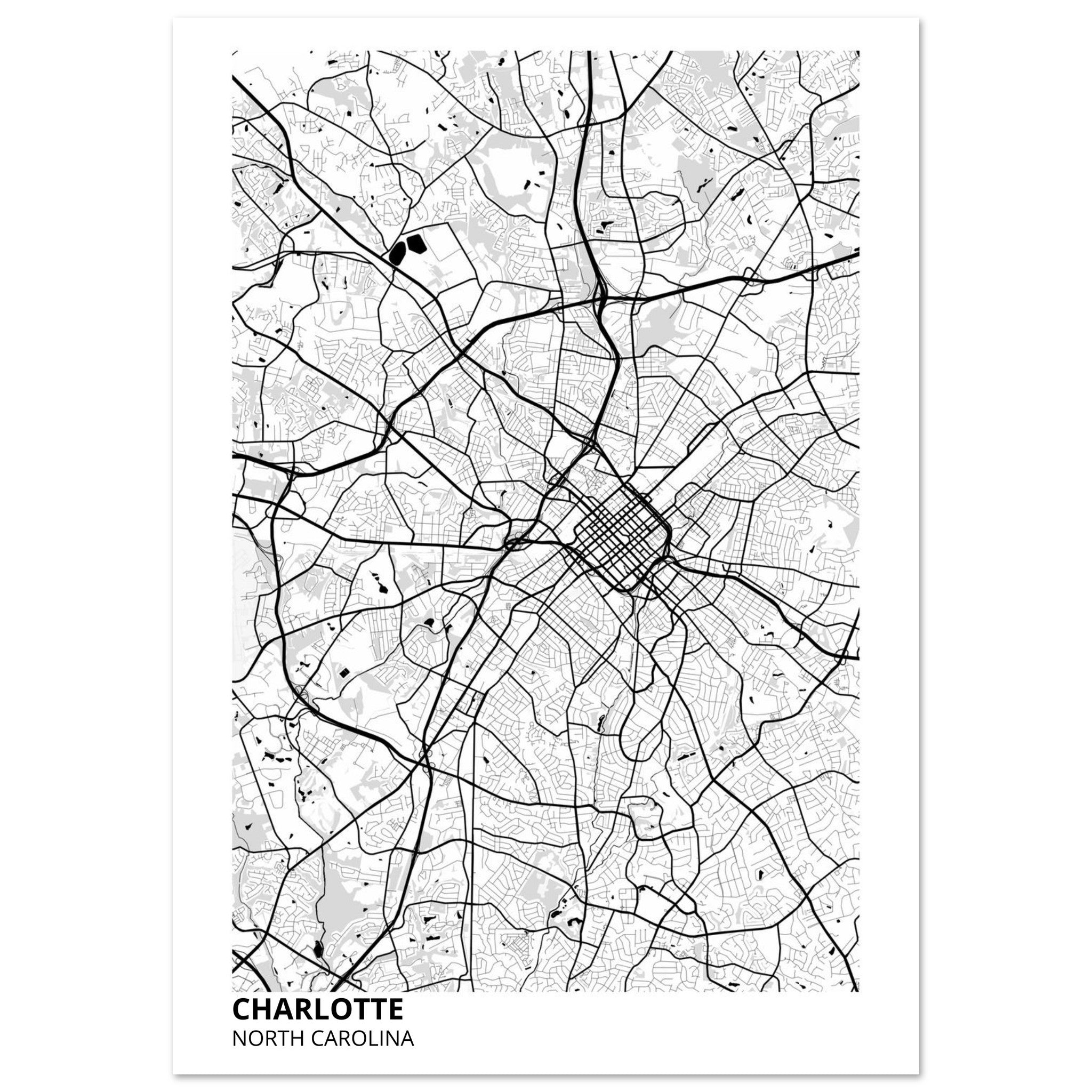 charlotte map poster print