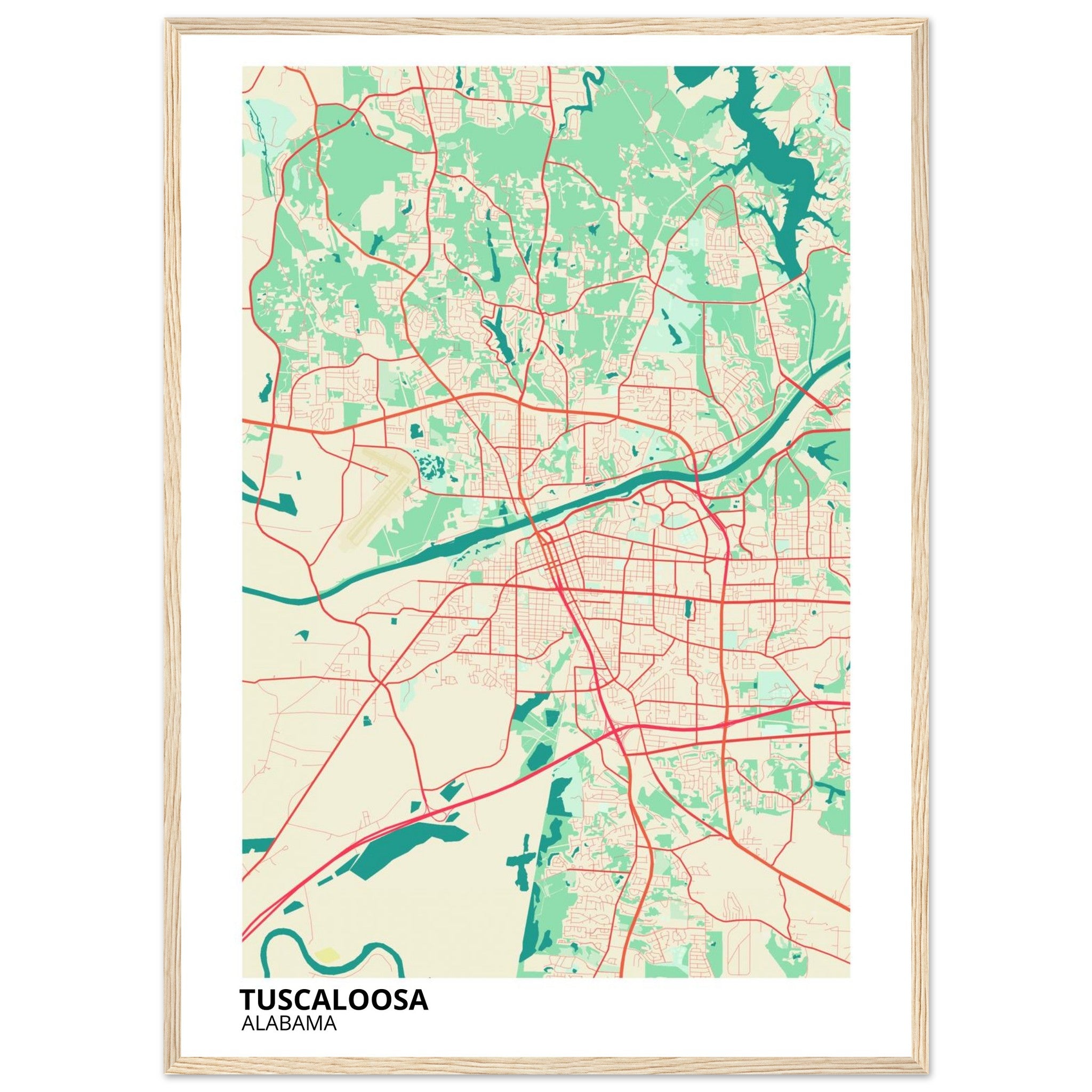 Tuscaloosa Alabama City Map Poster | Custom Map Art Print - Ink And Atlas