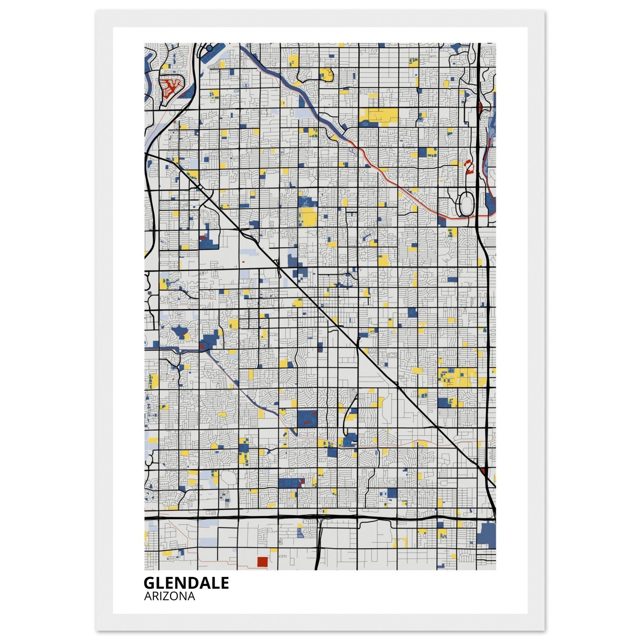 Glendale Arizona City Map Poster | Custom Map Art Print - Ink And Atlas
