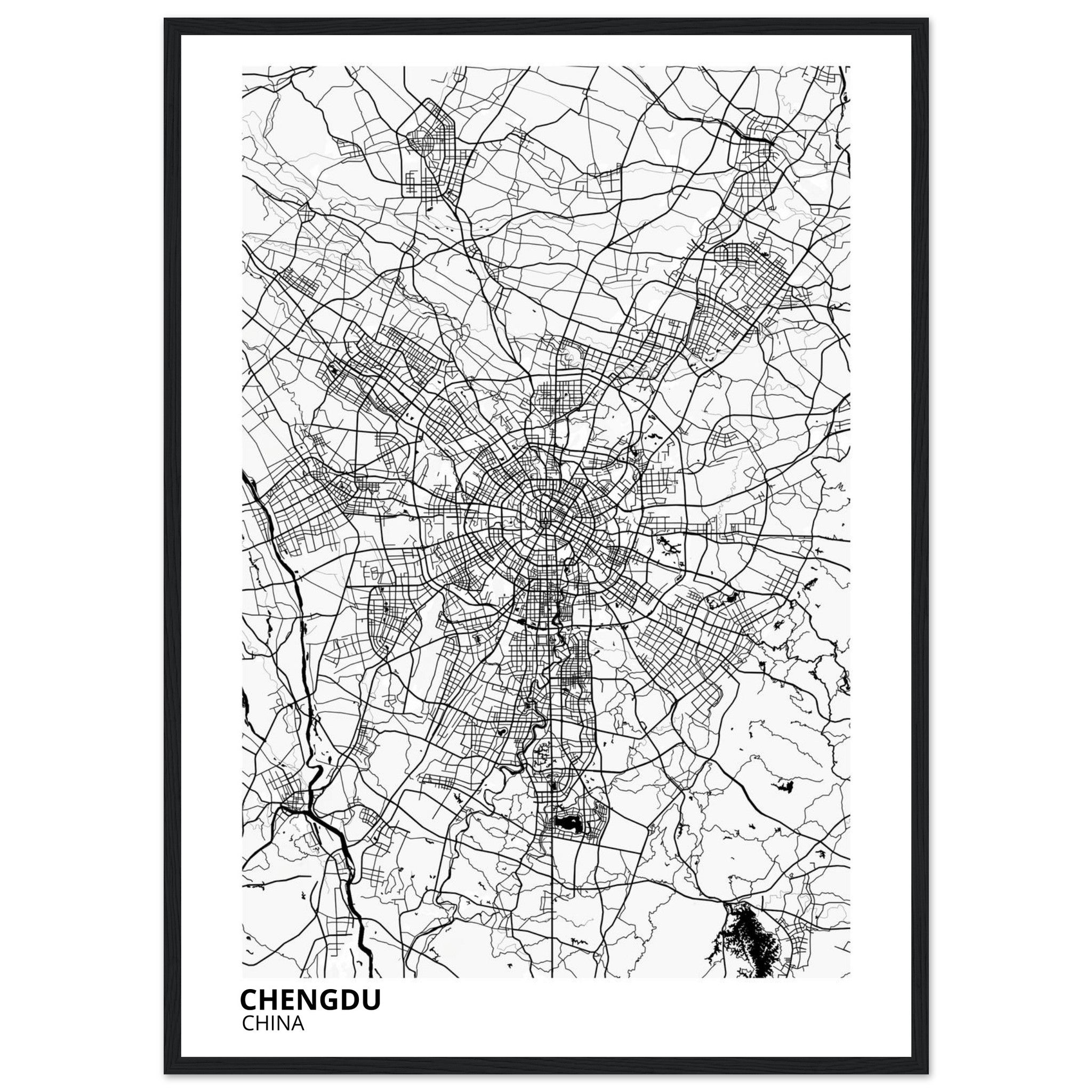 chengdu china map poster print