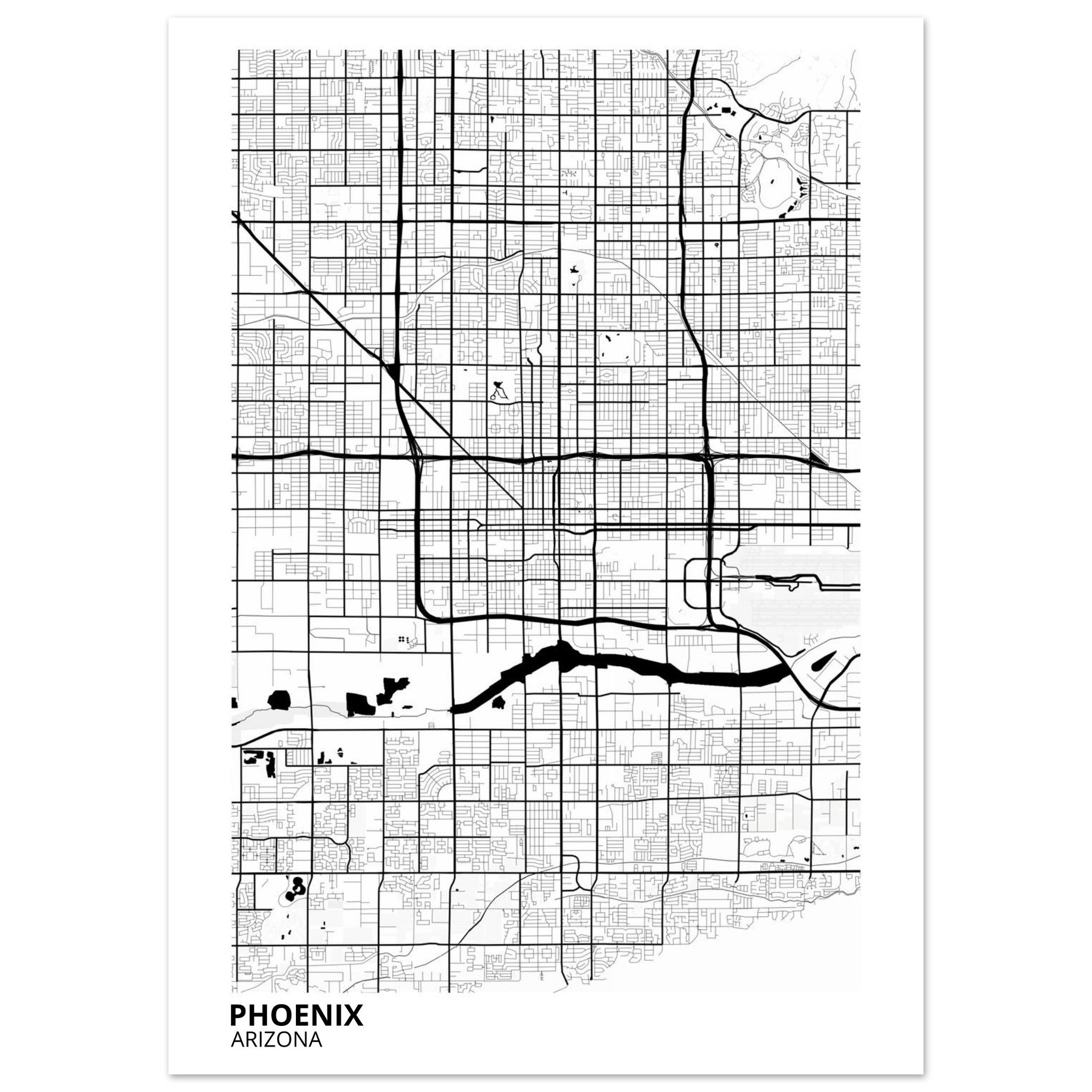 phoenix map poster print