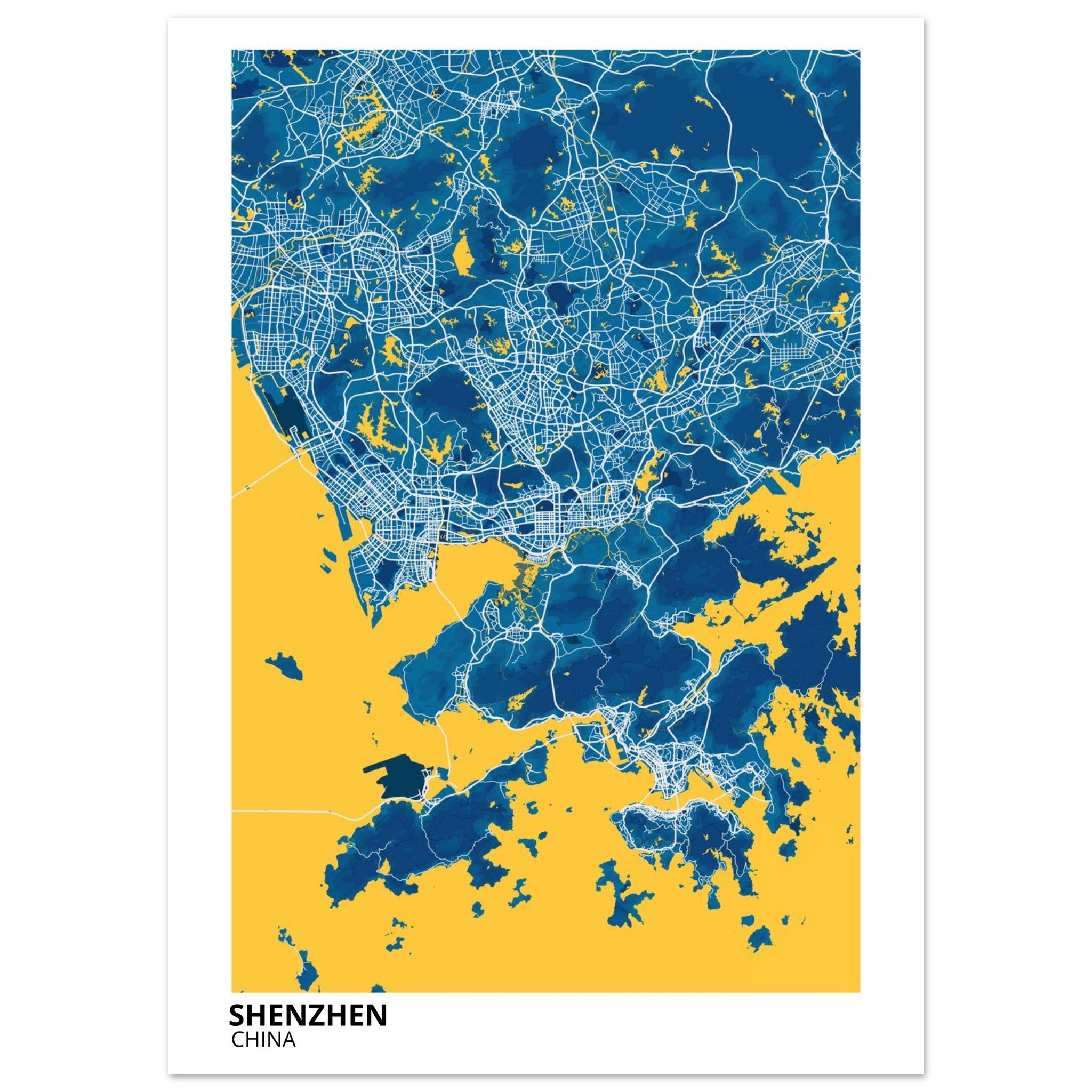 shenzhen china map poster print