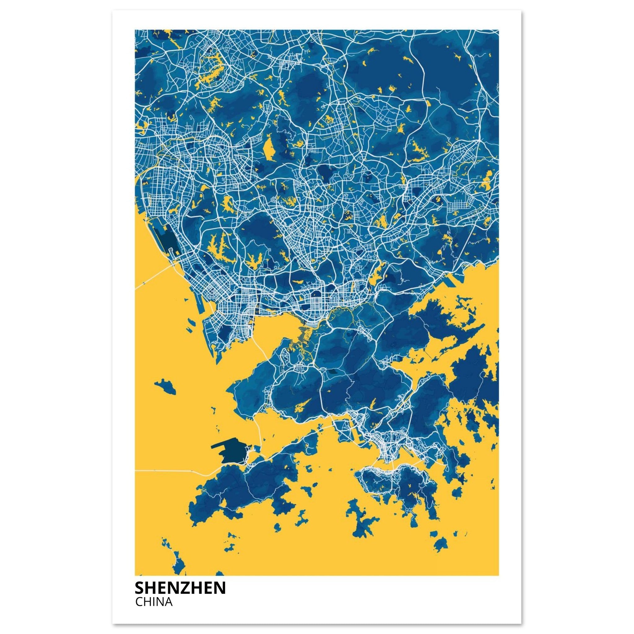 shenzhen china map poster print