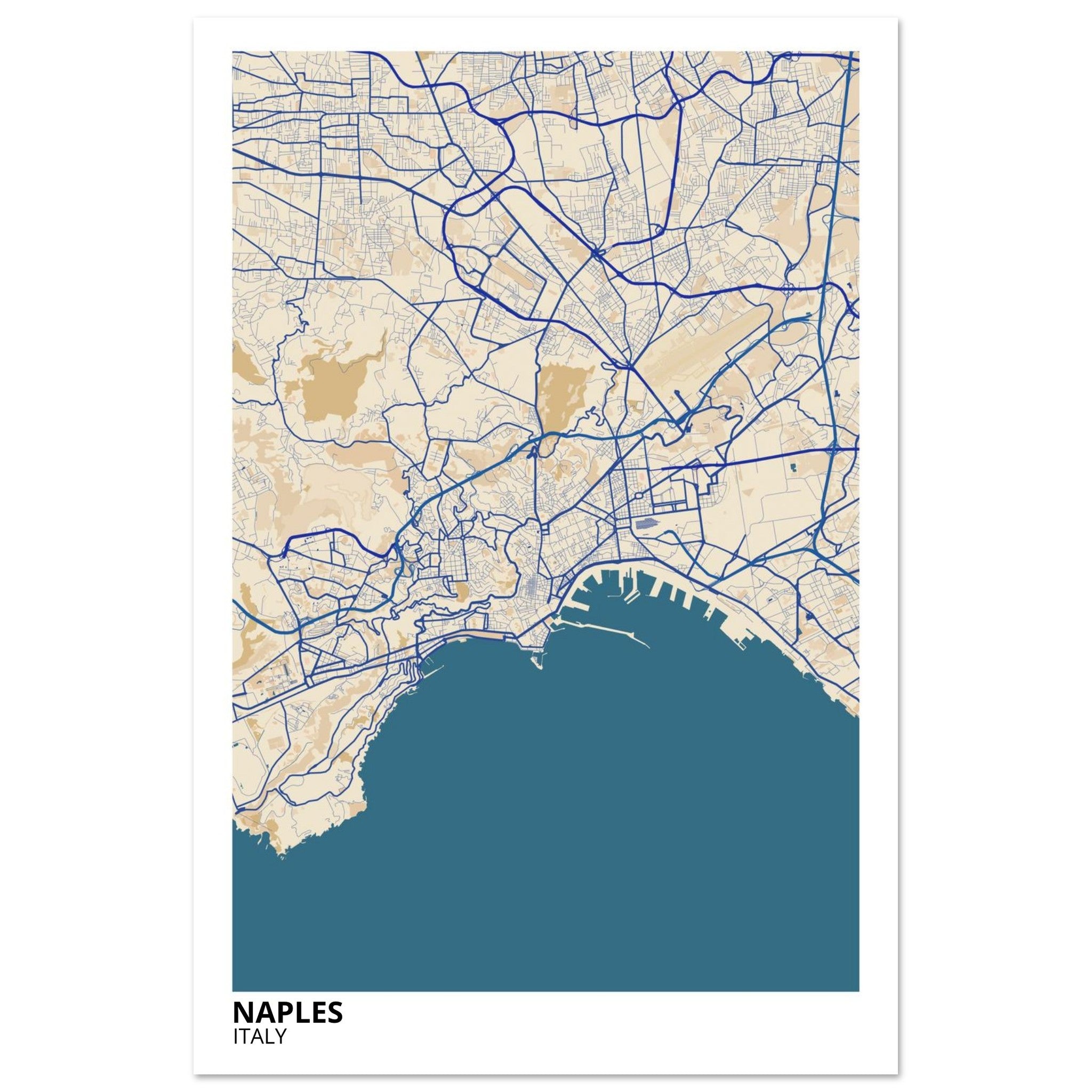 Naples Italy City Map Poster | Custom Map Art Print - Ink And Atlas