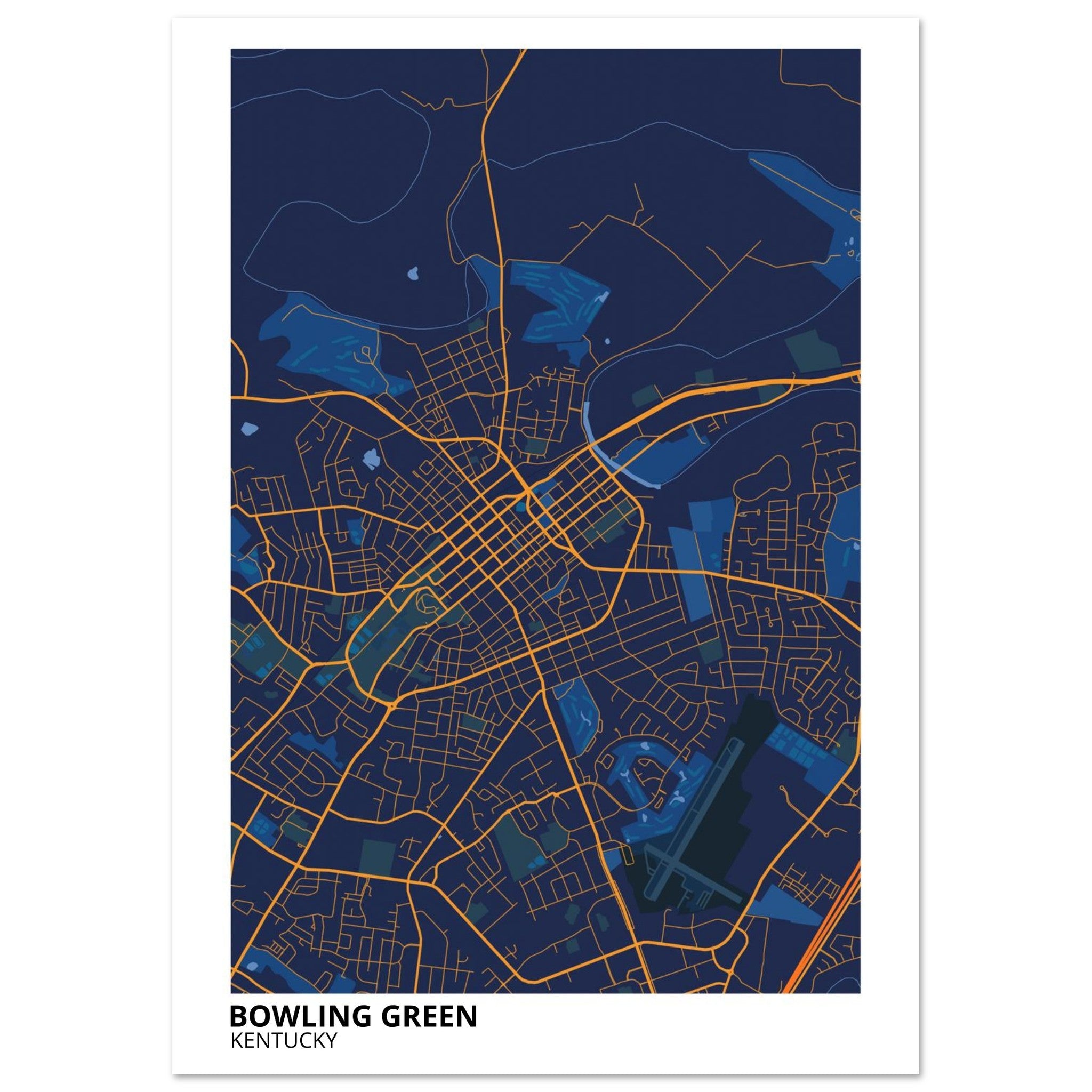 bowling green kentucky map poster print