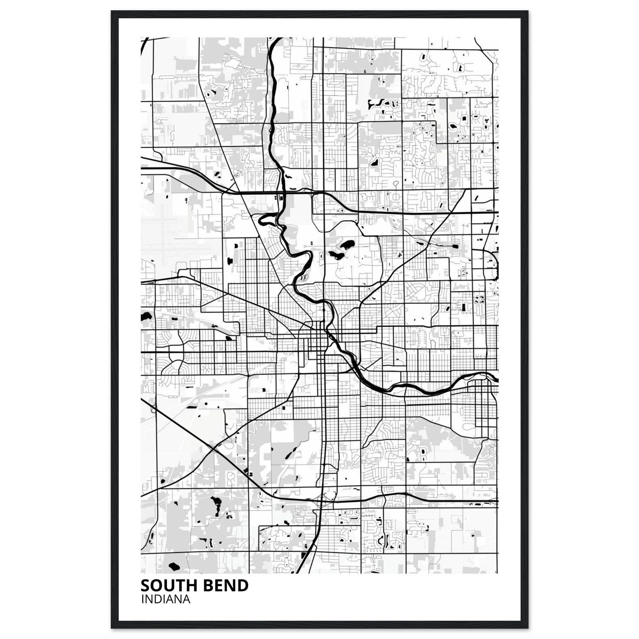 South Bend Indiana City Map Poster | Custom Map Art Print - Ink And Atlas