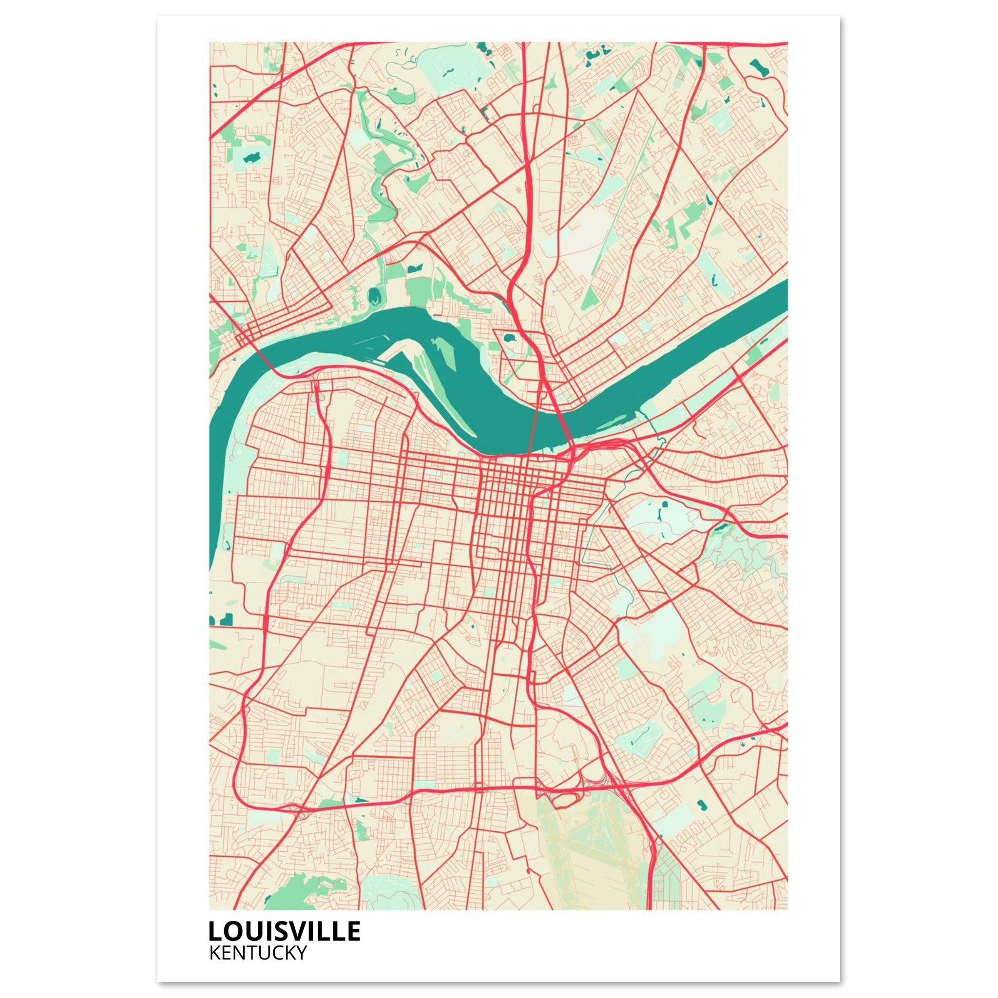 louisville map poster print