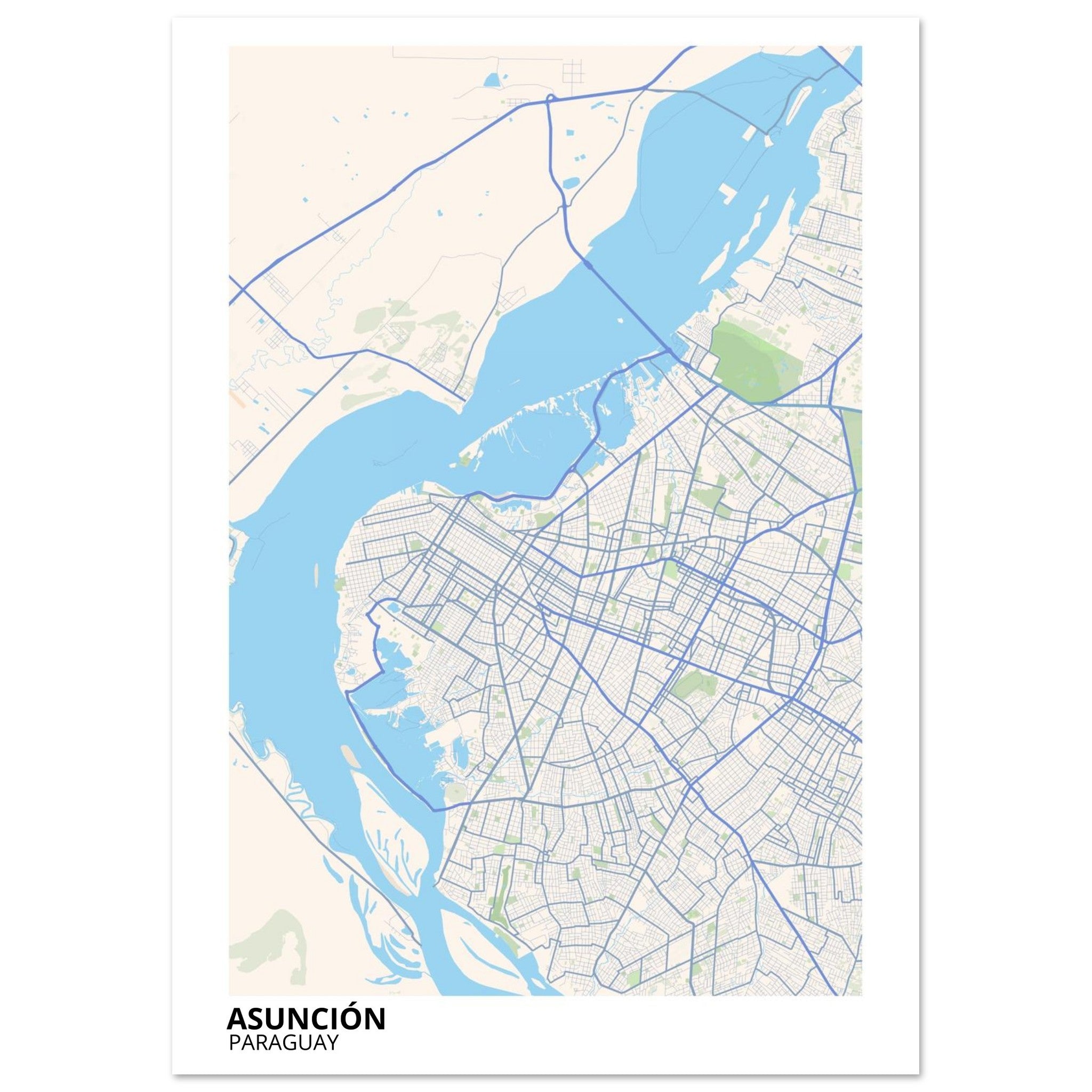 Asunción Paraguay City Map Poster | Custom Map Art Print - Ink And Atlas