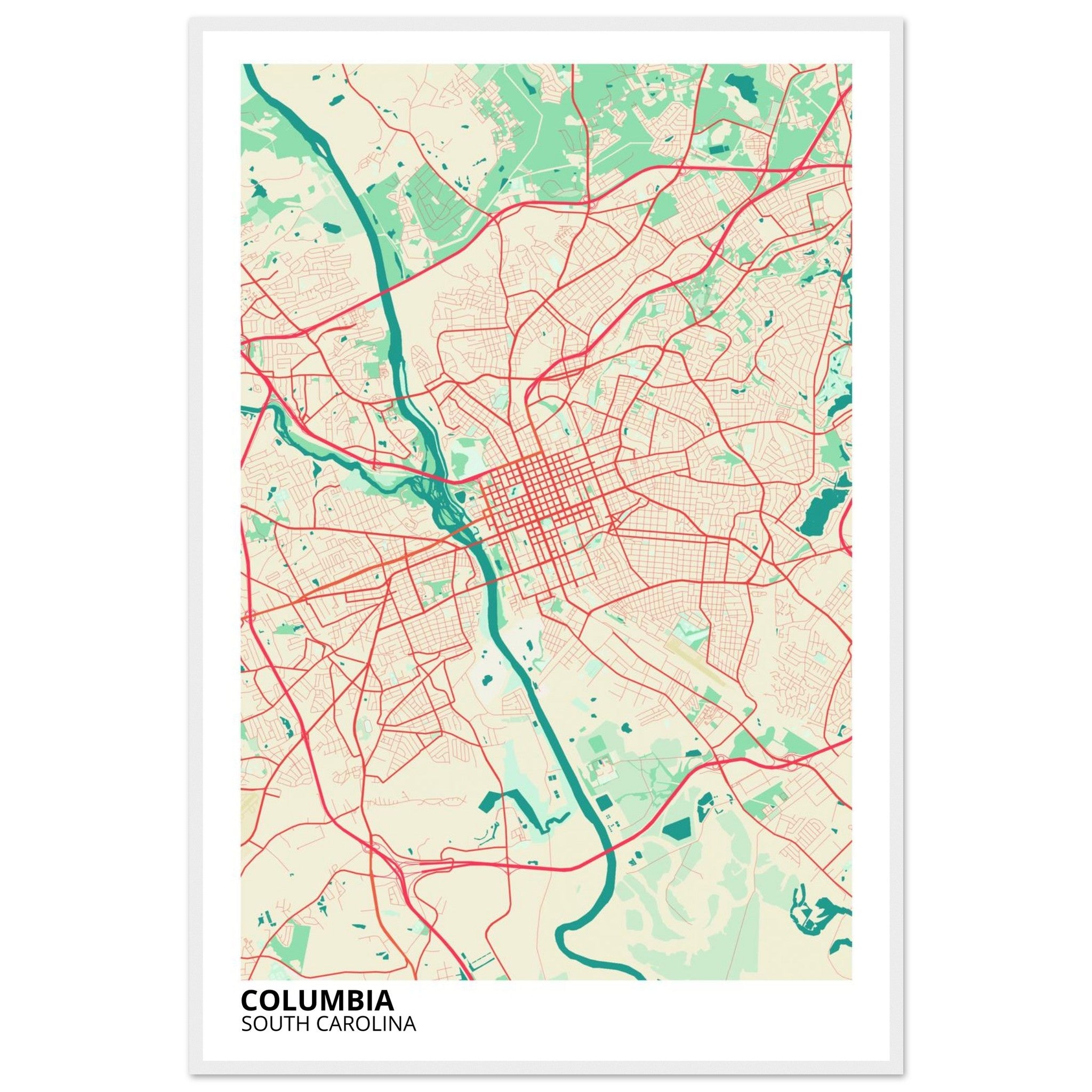 columbia map poster print
