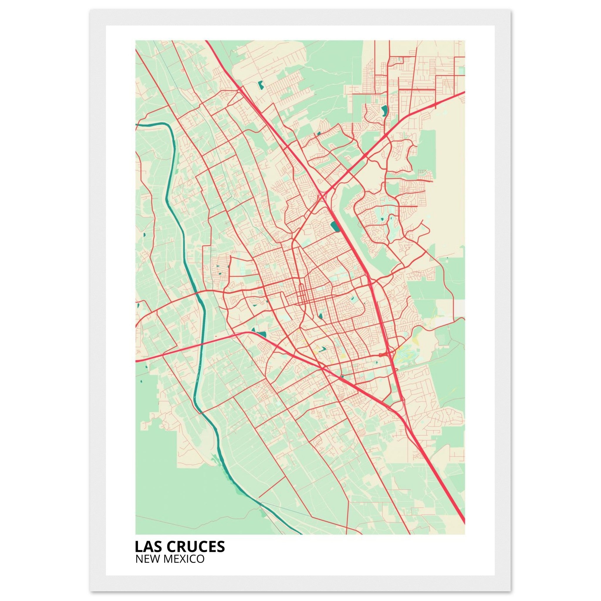 Las Cruces New Mexico City Map Poster | Custom Map Art Print - Ink And Atlas