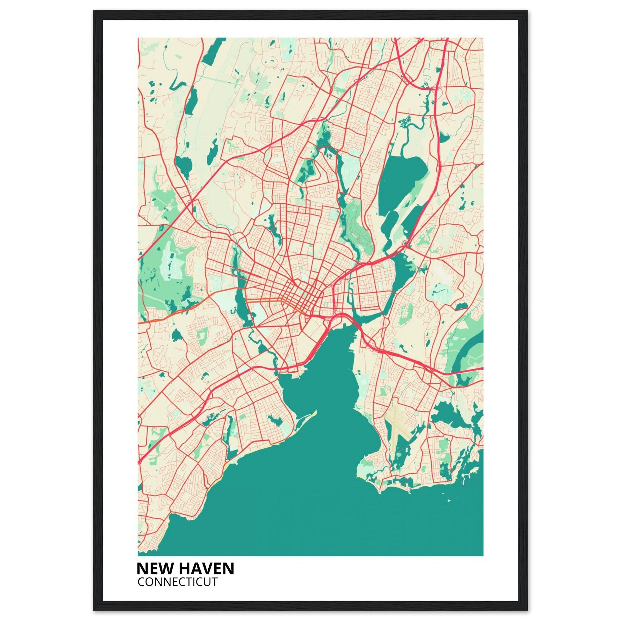 new haven map poster print
